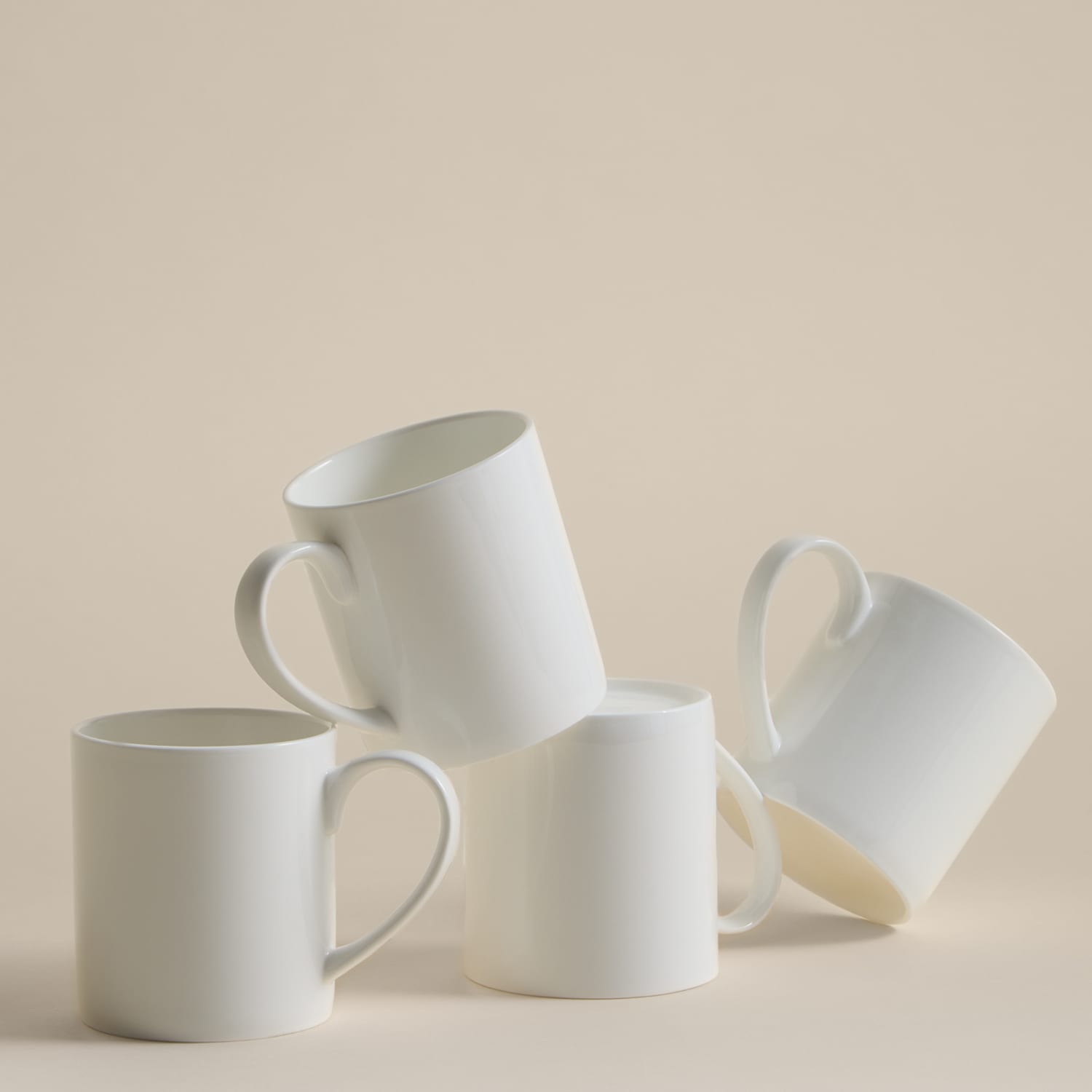 M&S Set of 4 Clarendon Fine Bone China Small Mugs - White