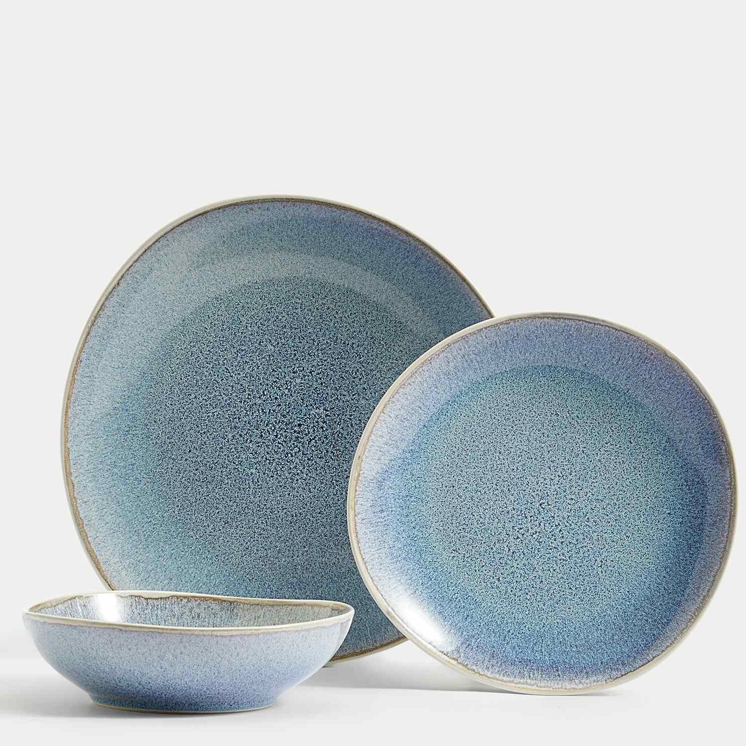 M&S 12 Piece Argo Dinner Set - Blue