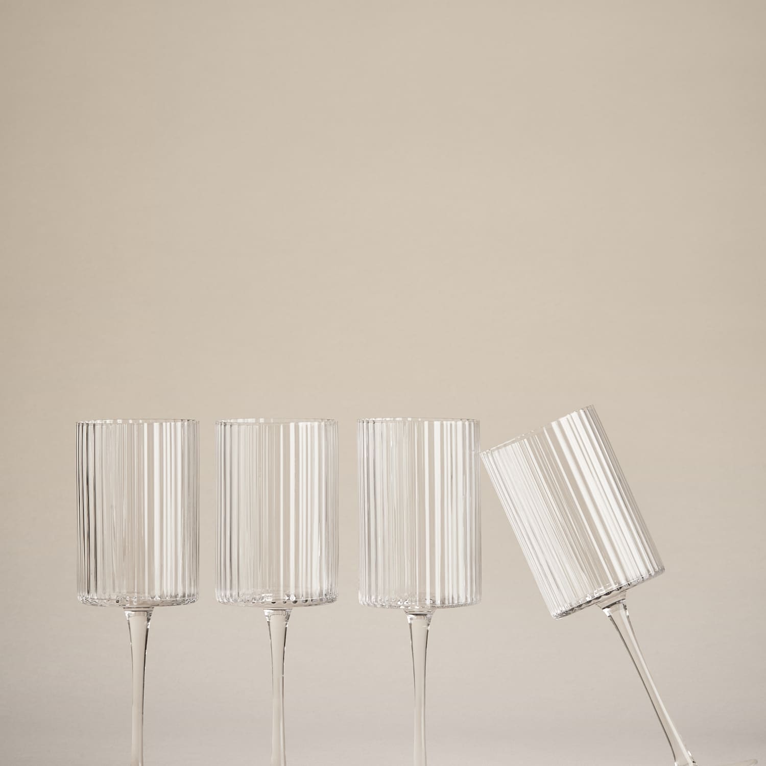 M&S Set of 4 Celine Ribbed Wine Glasses