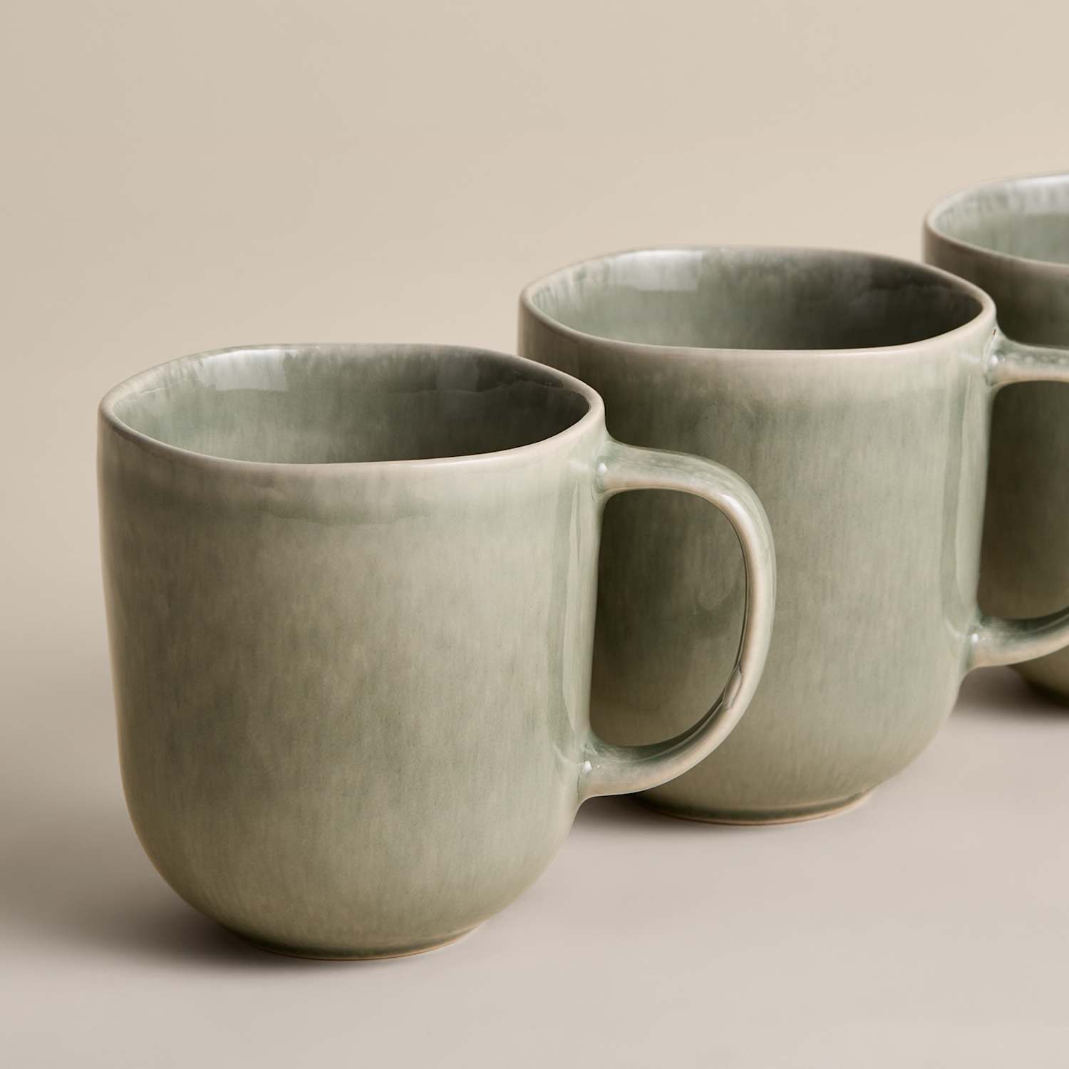 M&S Set of 4 Henley Stoneware Mugs - Green