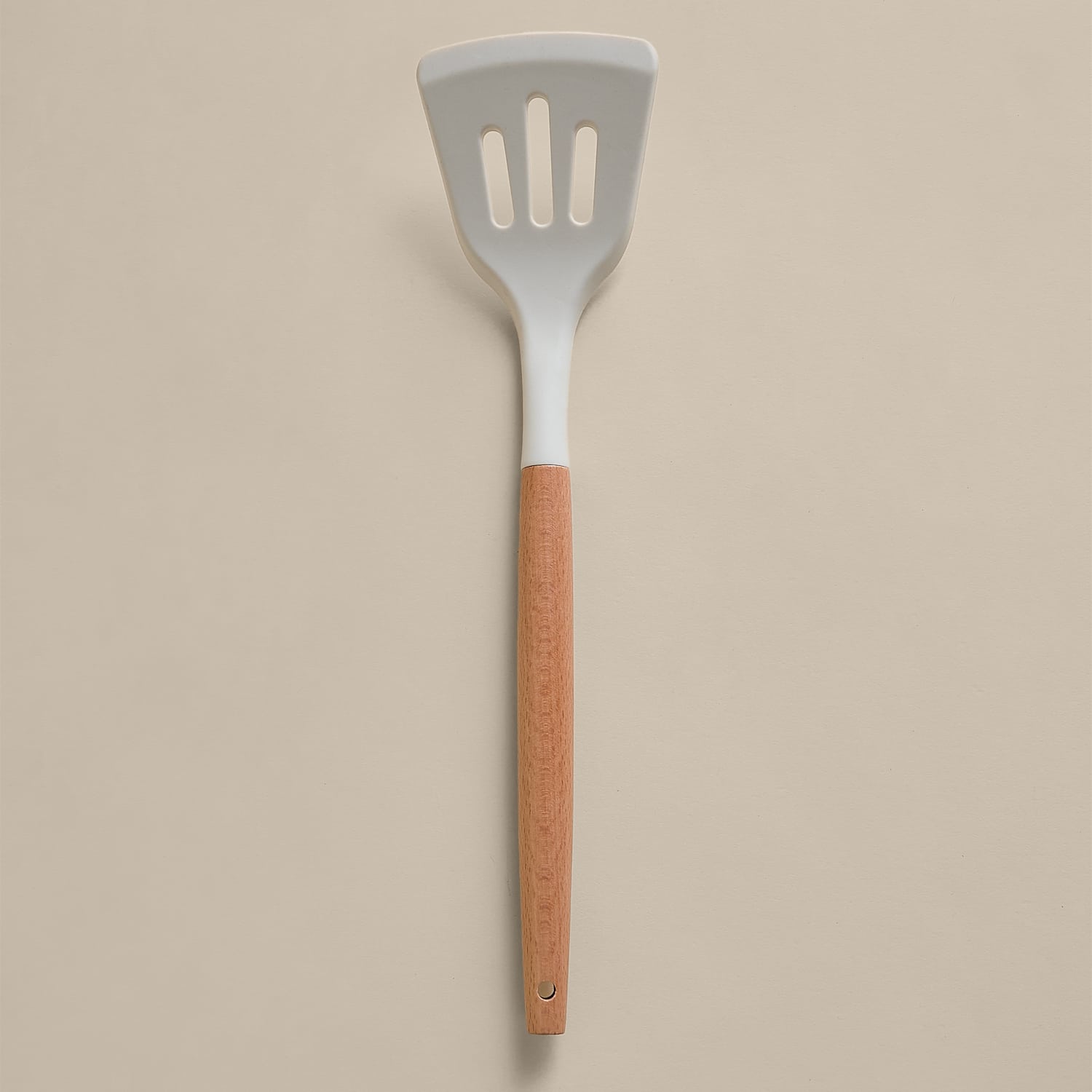 M&S Silicone and Wood Slotted Turner - White Mix