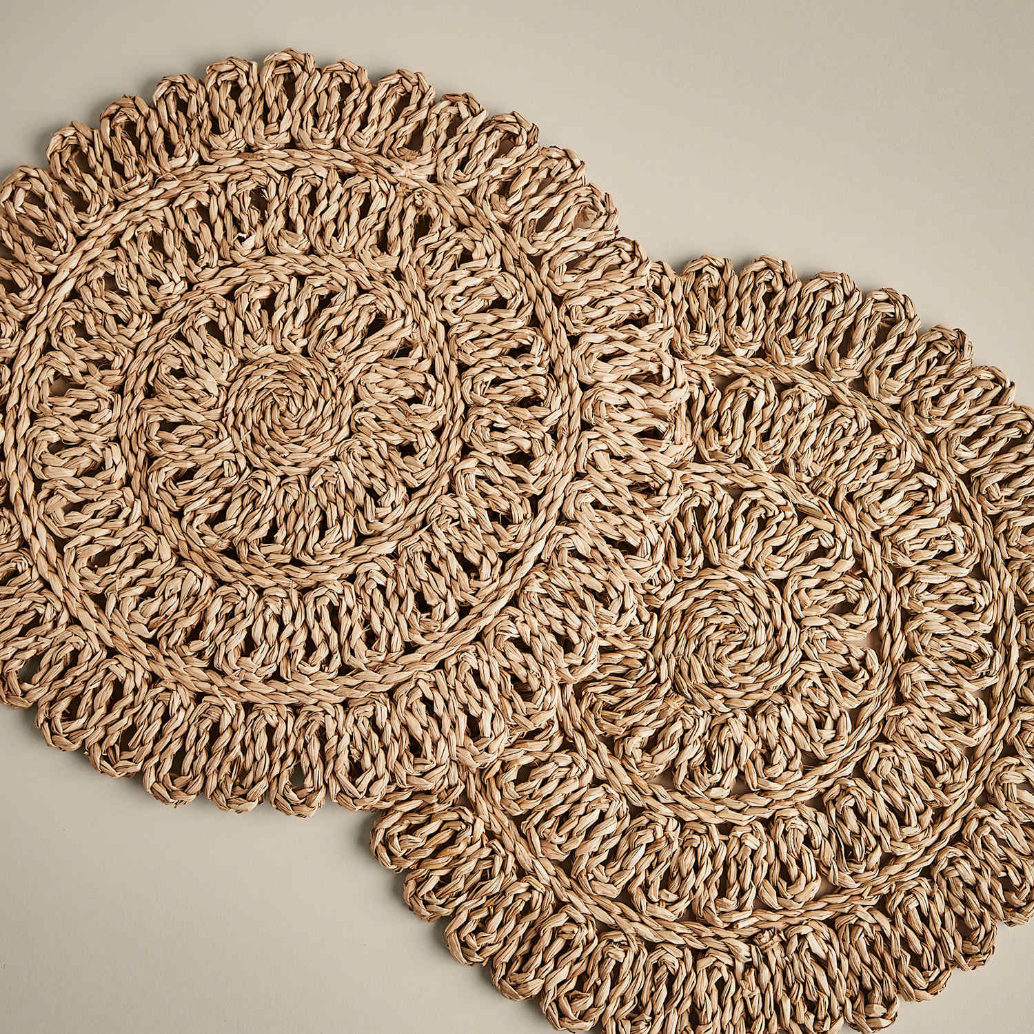 M&S Set of 2 Floral Rattan Placemats - Natural