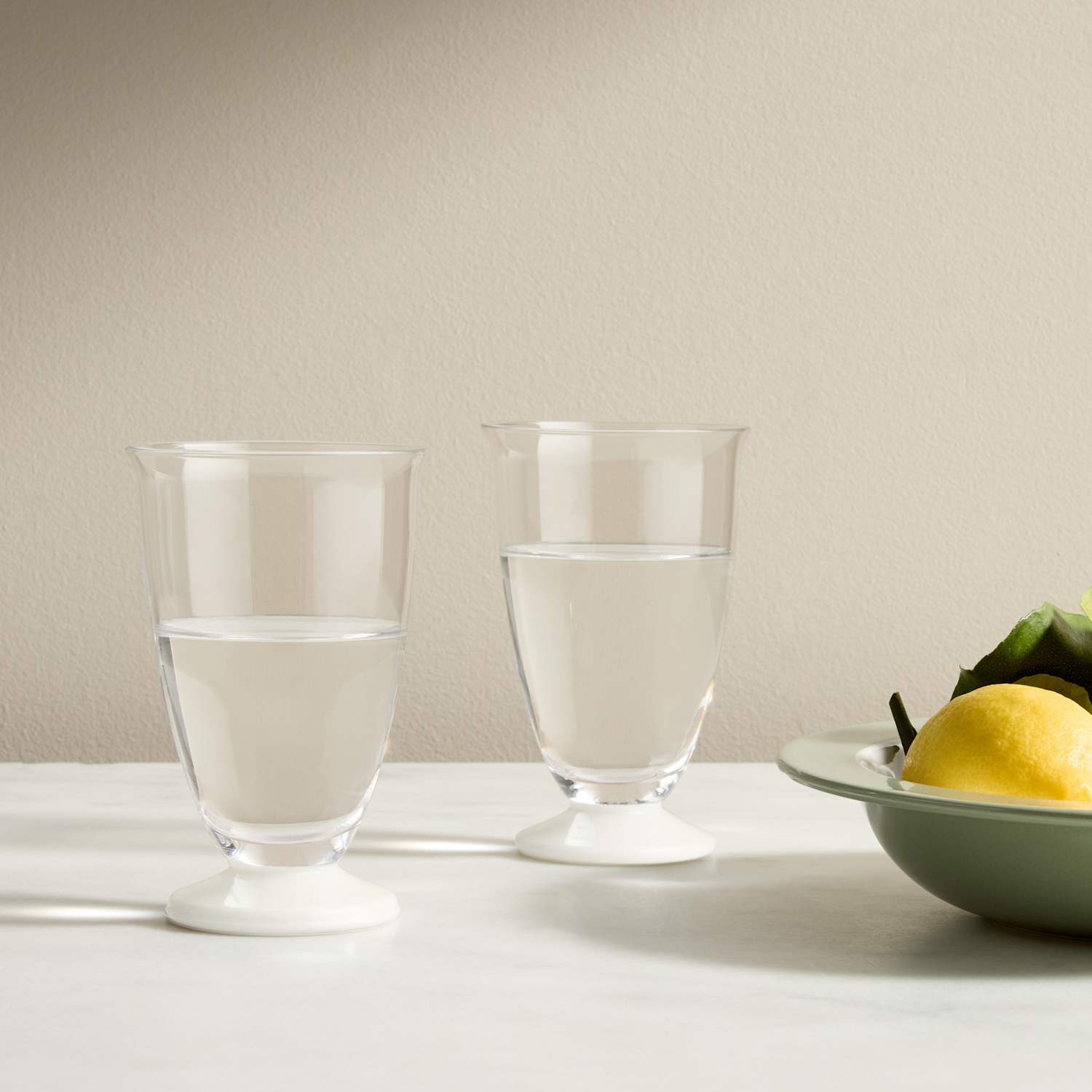 M&S X Kelly Hoppen Set of 2 Footed Hi Ball Glasses - White Mix