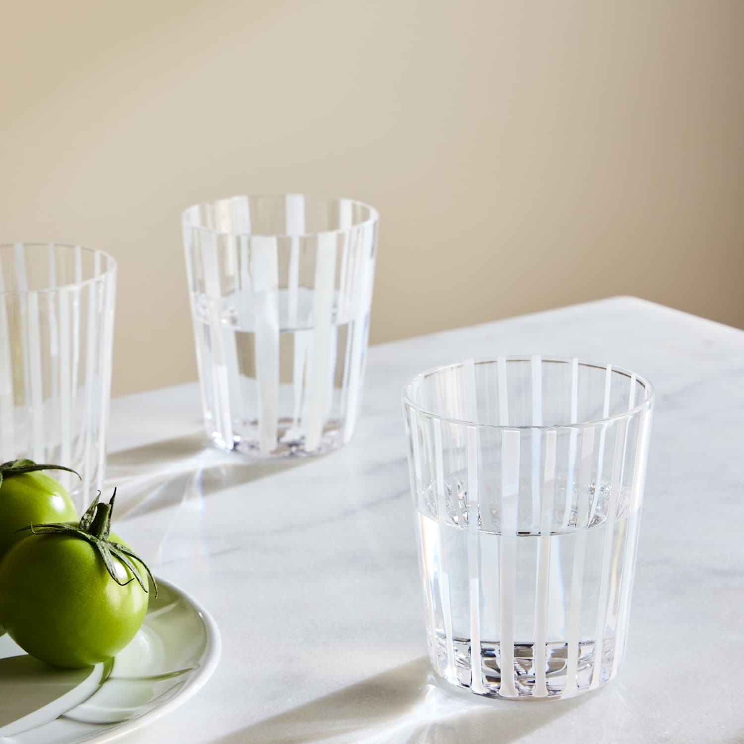 M&S X Kelly Hoppen Set of 4 Striped Tumblers - White Mix