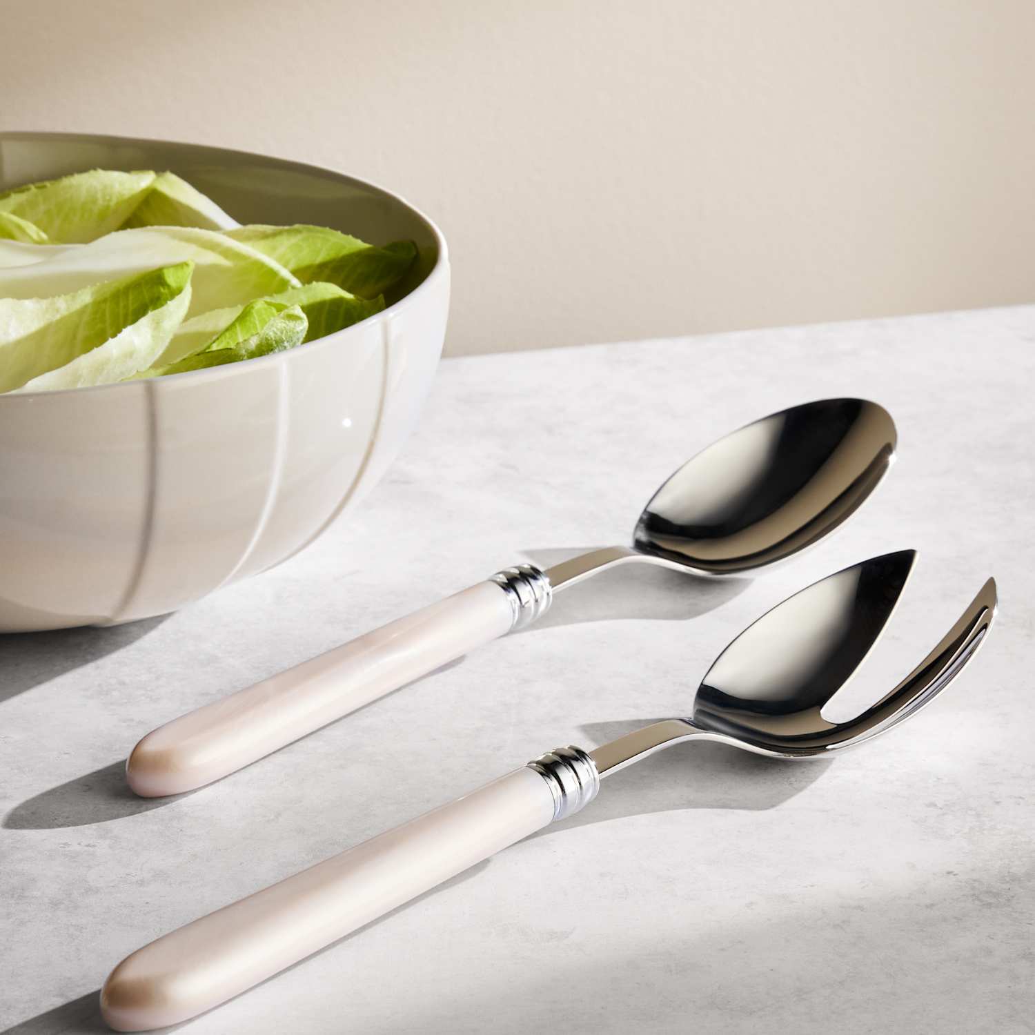 M&S X Kelly Hoppen Contrast Salad Servers - Cream