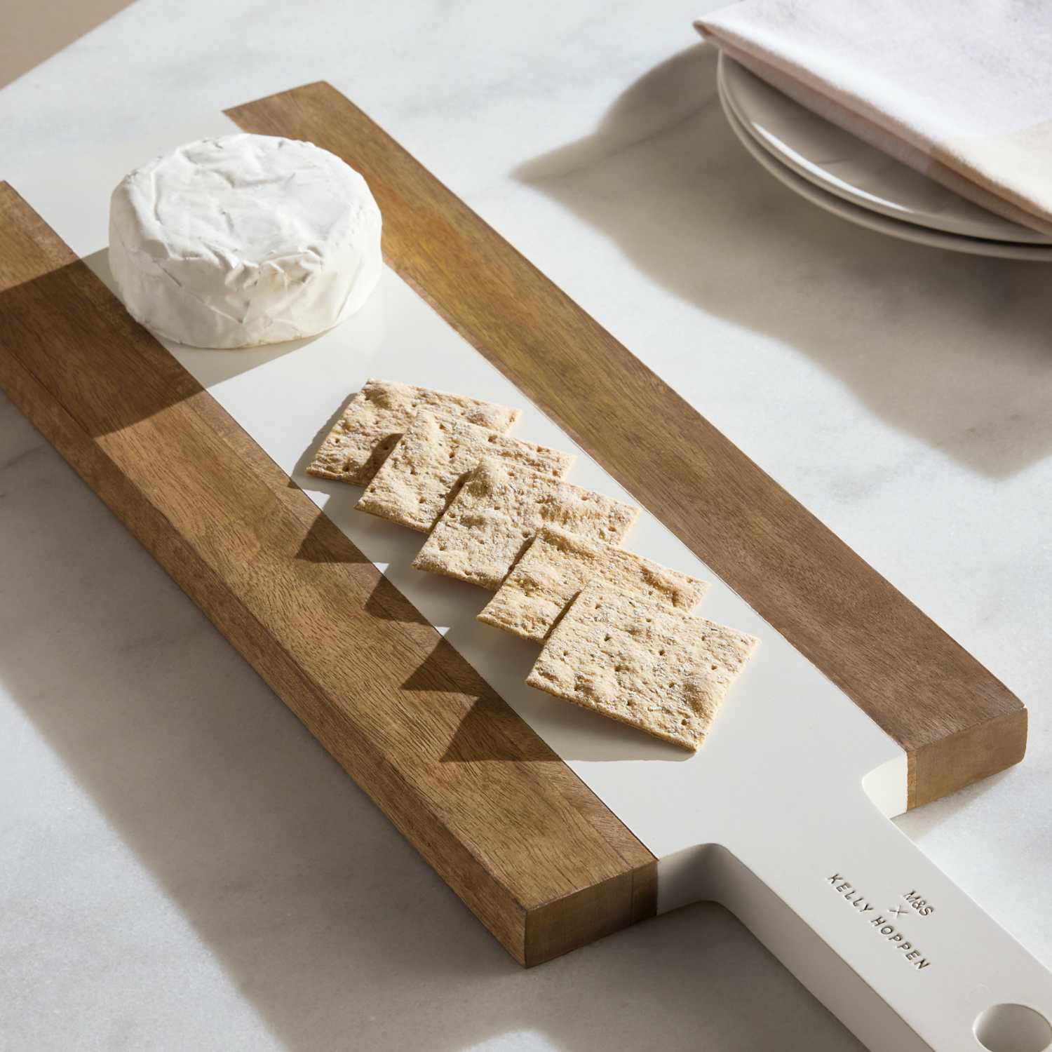 M&S X Kelly Hoppen Wooden Long Serving Board - White