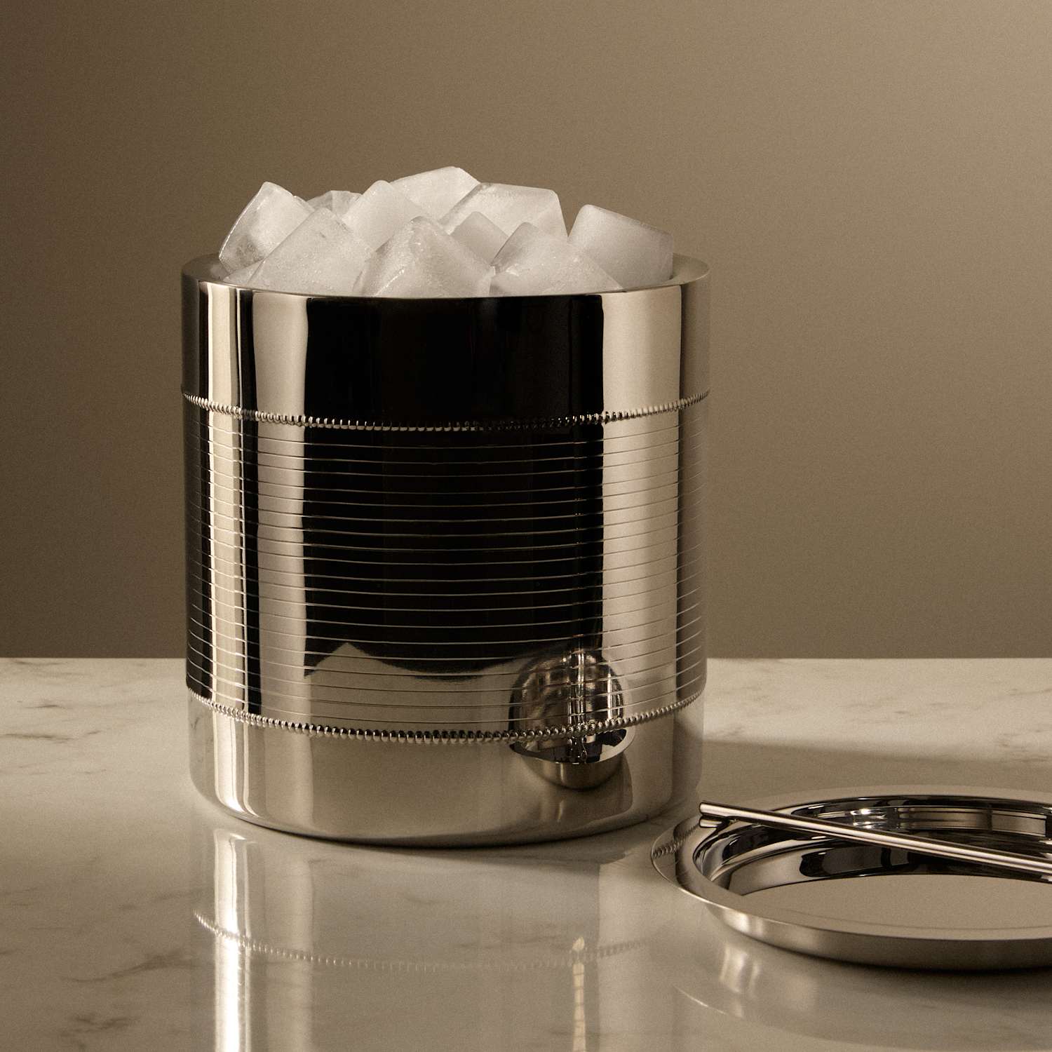 M&S X Kelly Hoppen Round Ice Bucket - Silver