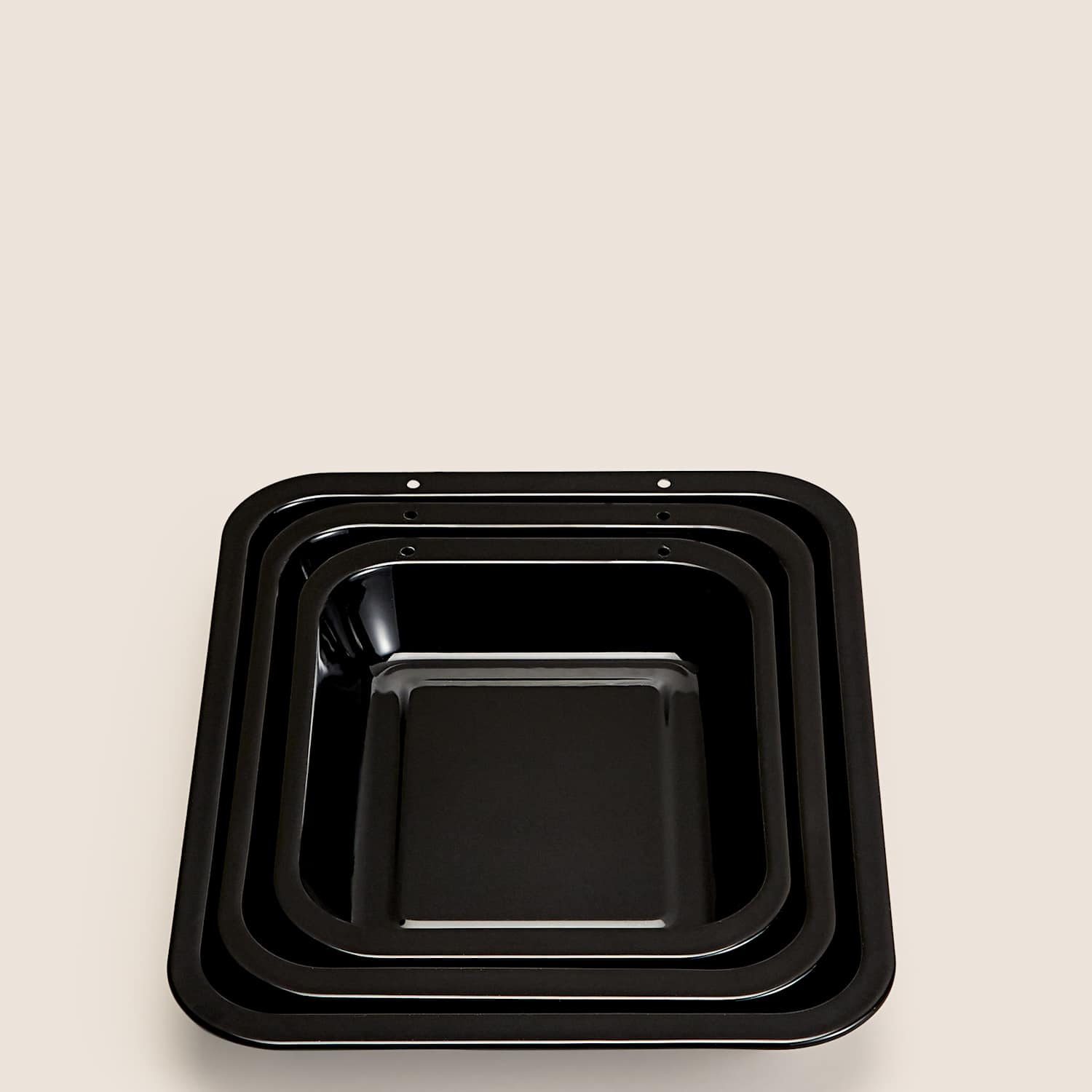 M&S 3 Piece Vitreous Enamel Roaster Set - Silver