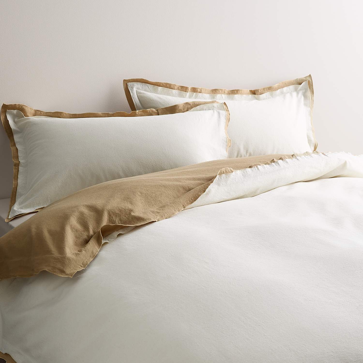 M&S Pure Cotton Contrast Crepe Reversible Bedding - Double (4 ft 6) - Natural Mix