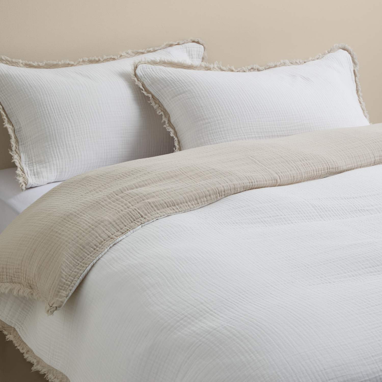 M&S Pure Cotton Muslin Reversible Bedding Set - Single (3 ft) - Natural Mix