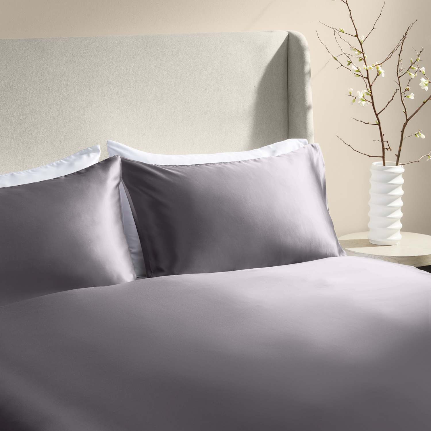 M&S X Kelly Hoppen Silk Blend Bedding Set - Double (4 ft 6) - Grey