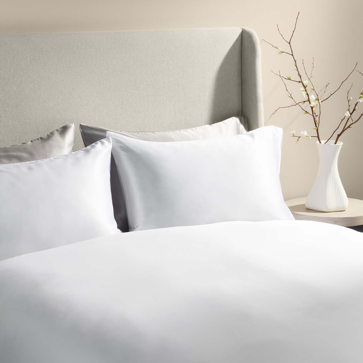 M&S X Kelly Hoppen Silk Blend Bedding Set - Double (4 ft 6) - White