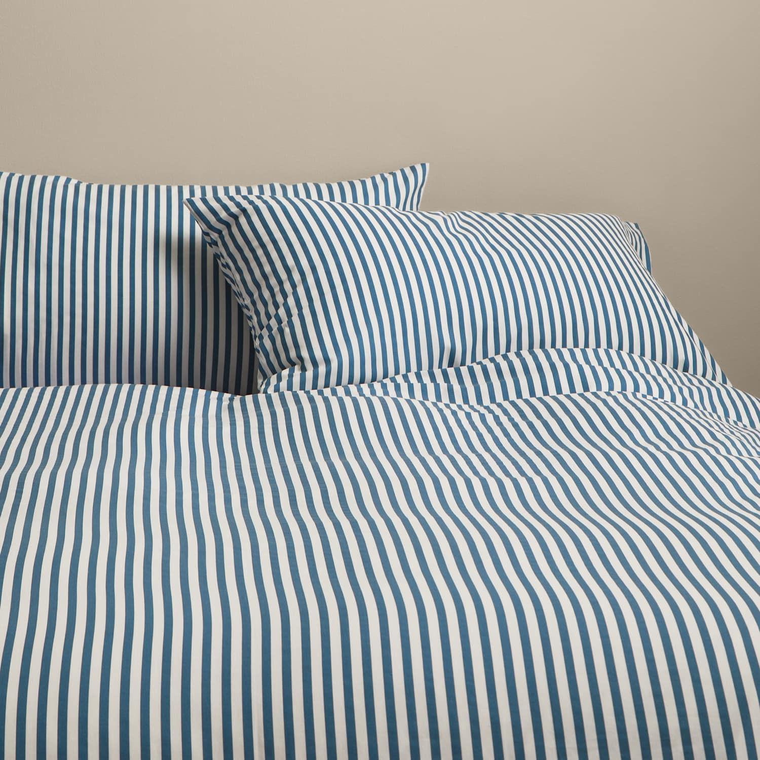M&S Cotton Blend Simple Stripe Bedding Set - Single (3 ft) - Slate Blue