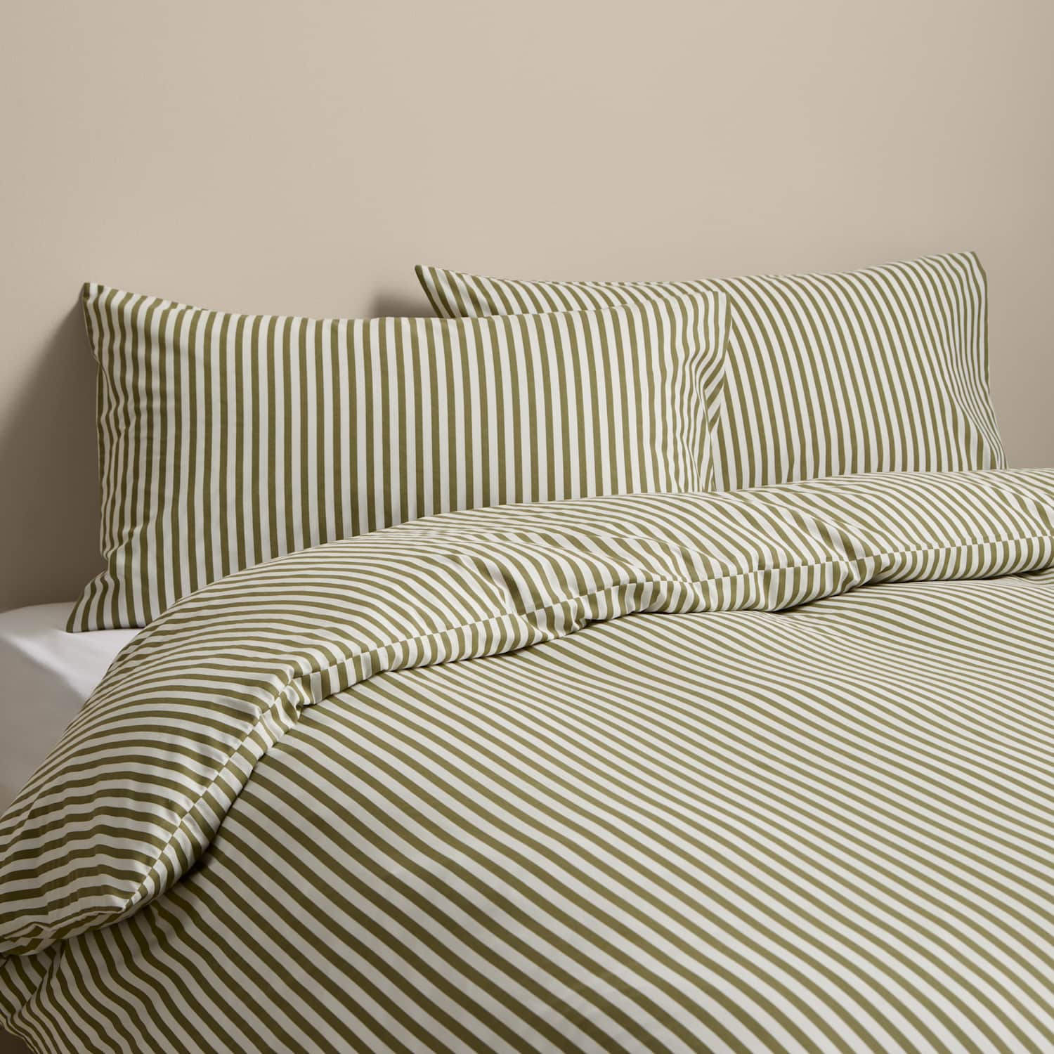 M&S Cotton Blend Simple Stripe Bedding Set - Single (3 ft) - Fern