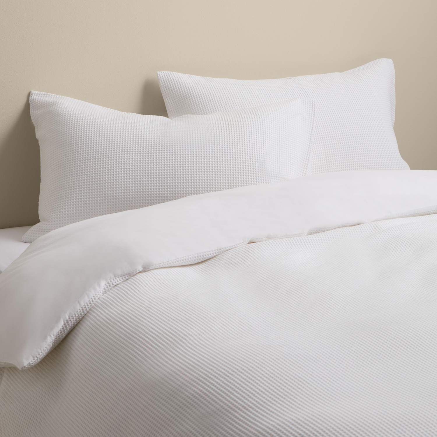 M&S Washed Cotton Waffle Bedding Set - Double (4 ft 6) - White