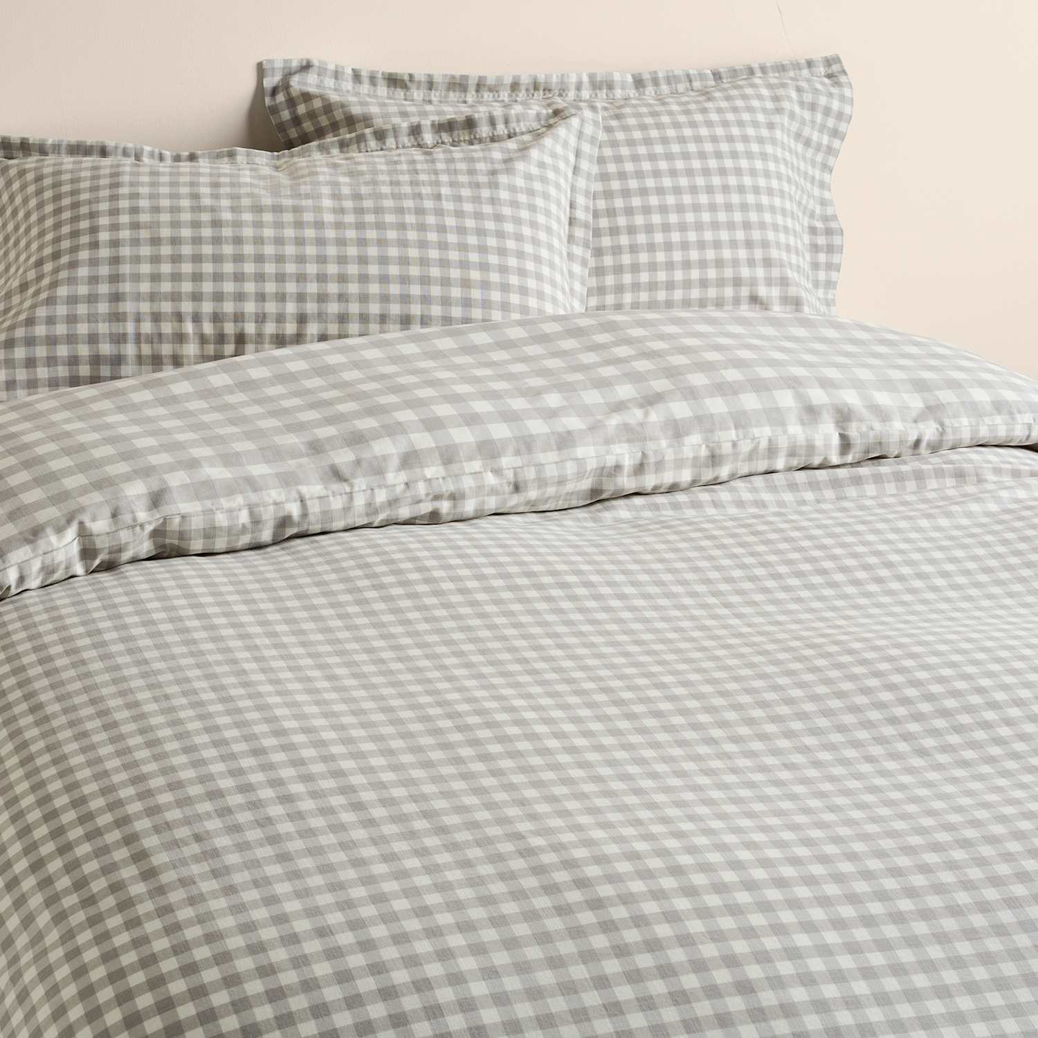 M&S Pure Cotton Gingham Reversible Bedding Set - Single (3 ft) - Marble