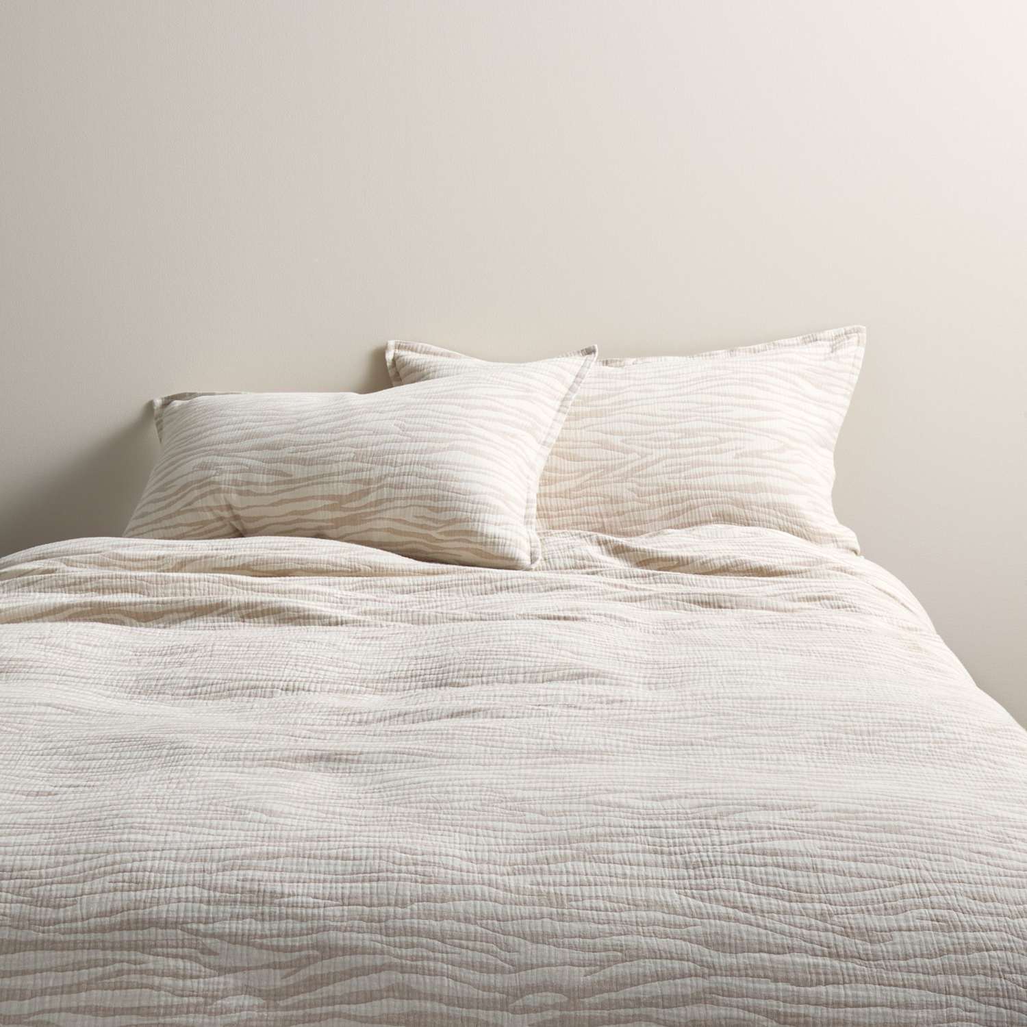 M&S Pure Cotton Zebra Jacquard Bedding Set - Single (3 ft) - Natural Mix