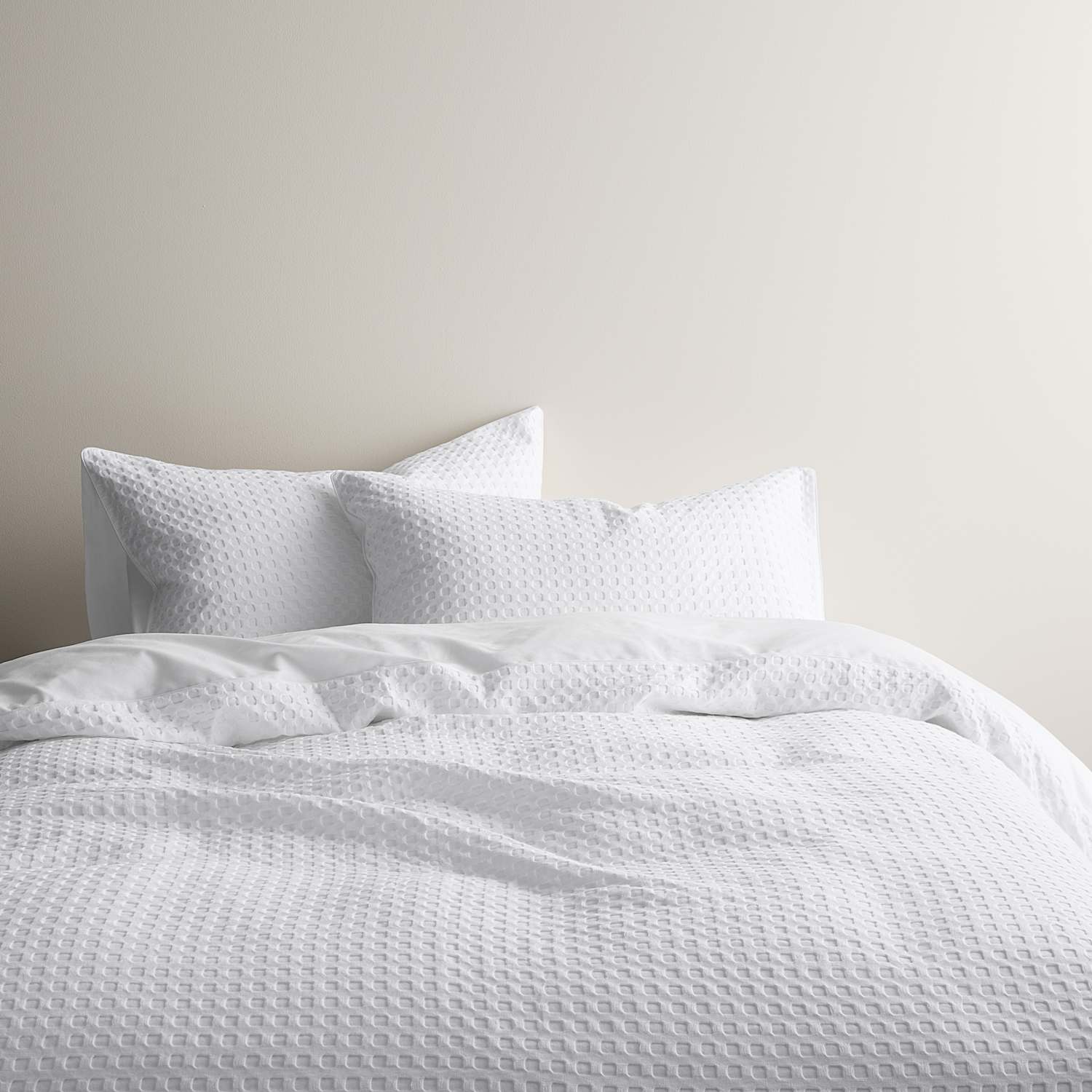 M&S Pure Cotton Waffle Bedding Set - Double (4 ft 6) - White