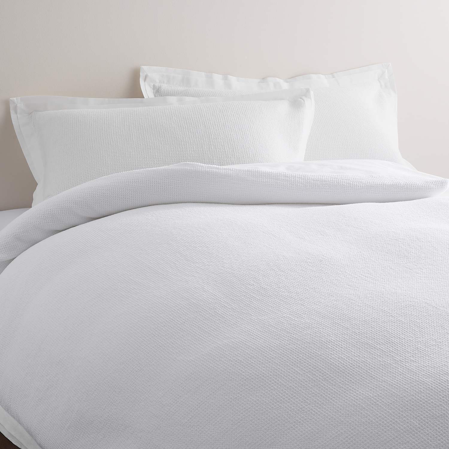 M&S Cotton Rich Waffle Bedding Set - Double (4 ft 6) - White