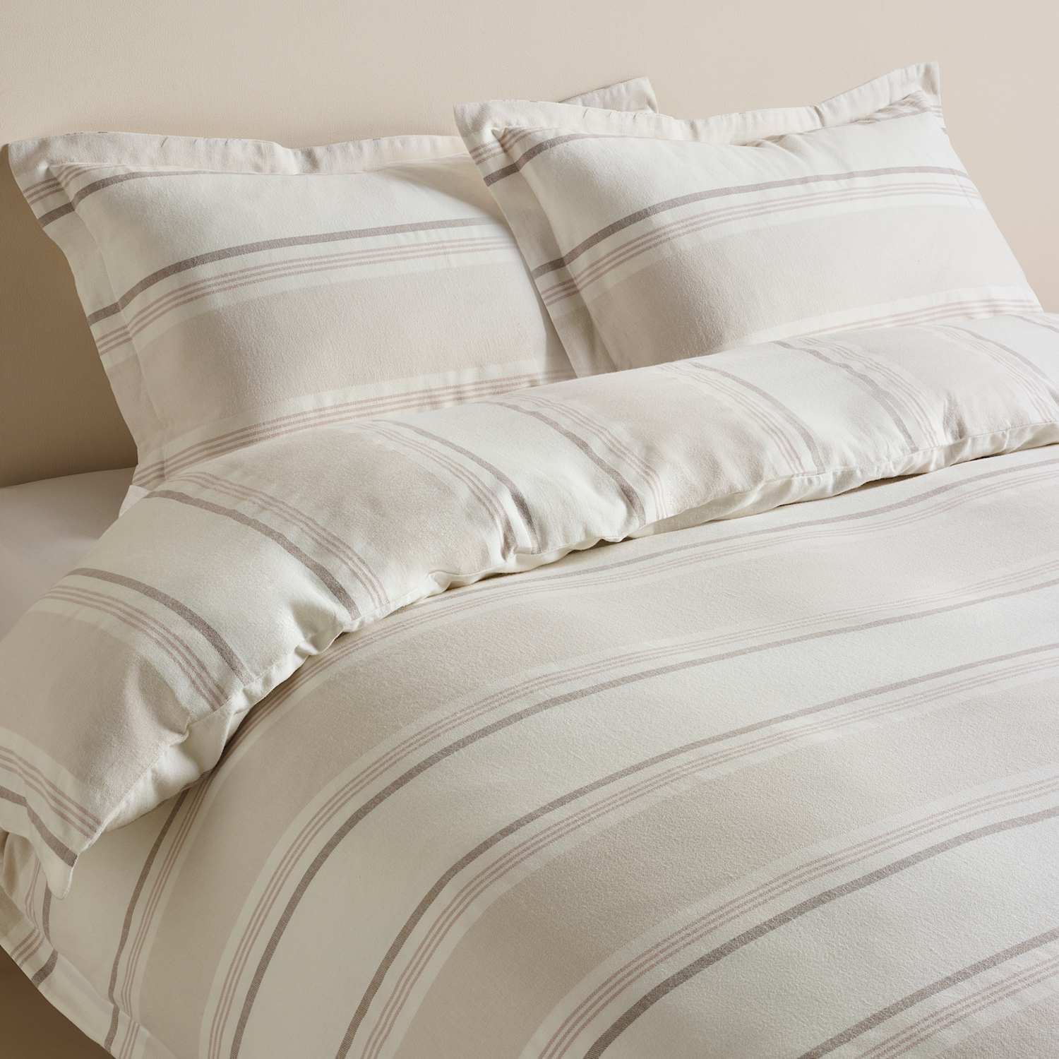 M&S Brushed Cotton Yarn Dye Bedding Set - Single (3 ft) - Putty