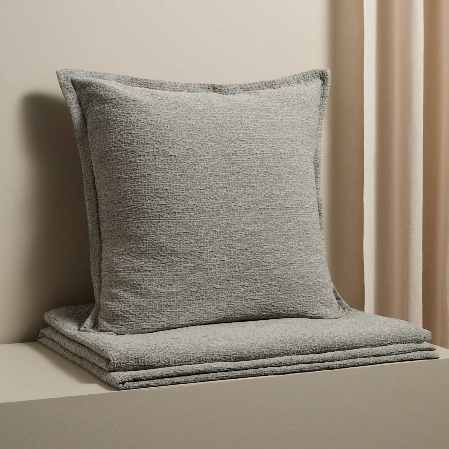 M&S X Kelly Hoppen Pure Cotton Jacquard Large Decorative Cushion - Grey