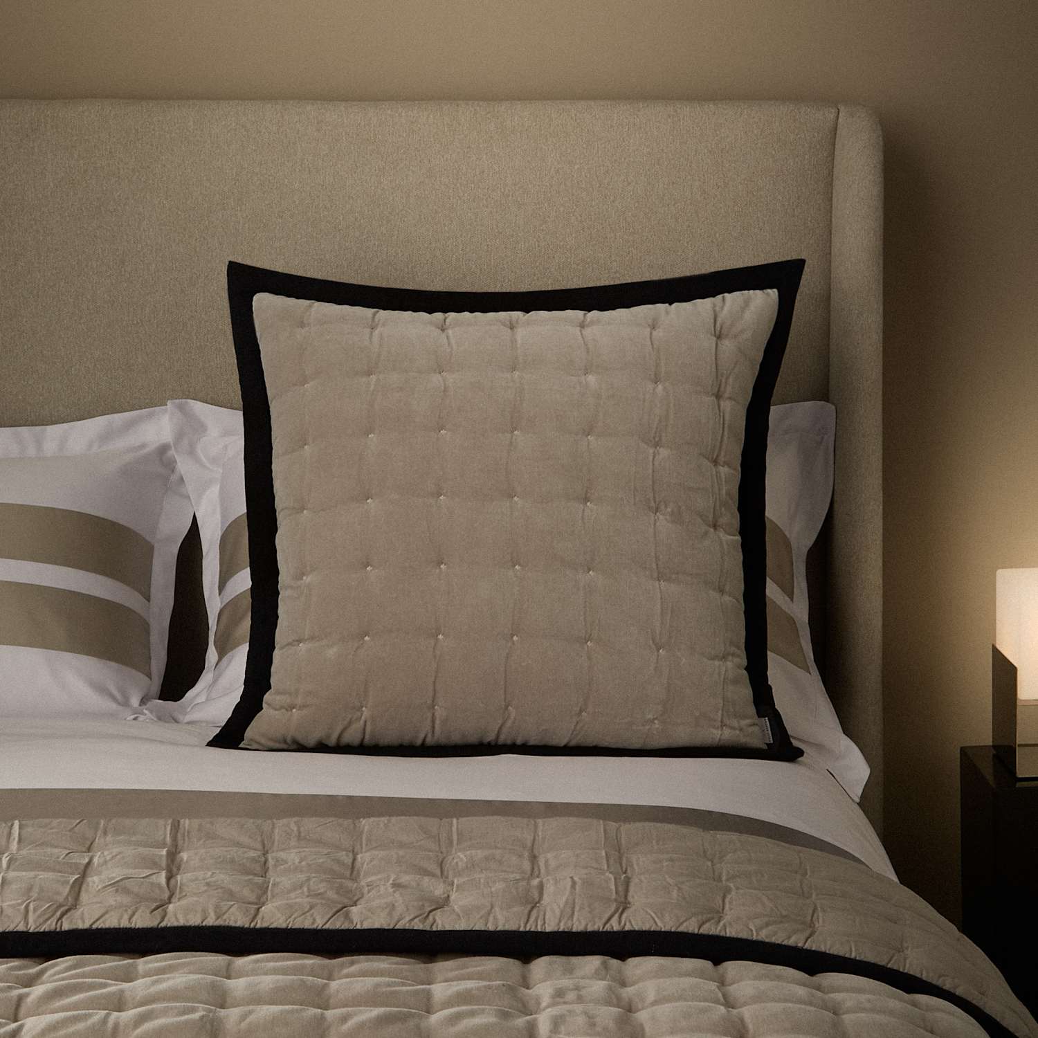 M&S X Kelly Hoppen Pure Cotton Velvet Quilted Sham - Taupe