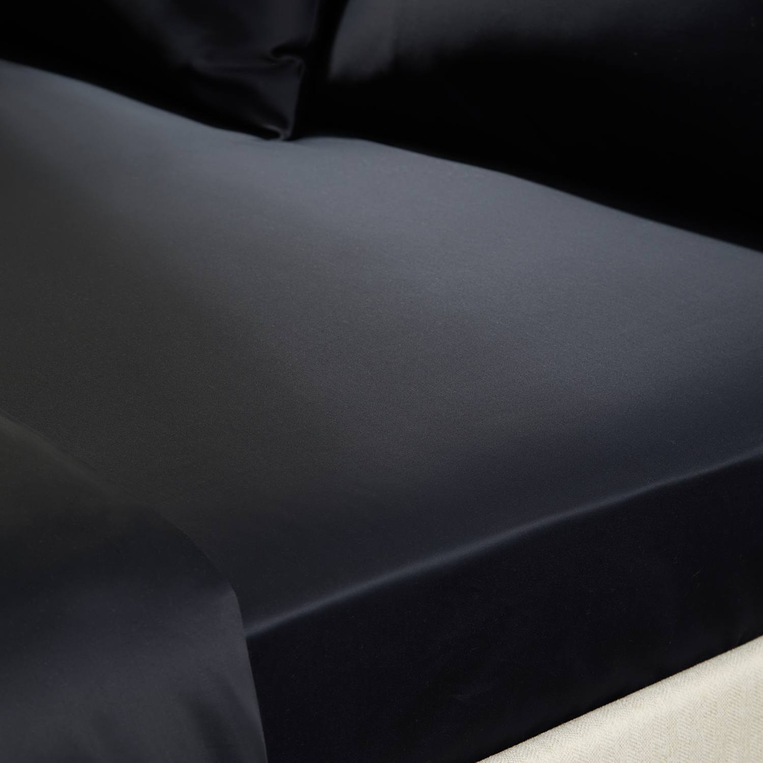 M&S X Kelly Hoppen 500TC Cotton Sateen Extra Deep Fitted Sheet - Double (4 ft 6) - Black
