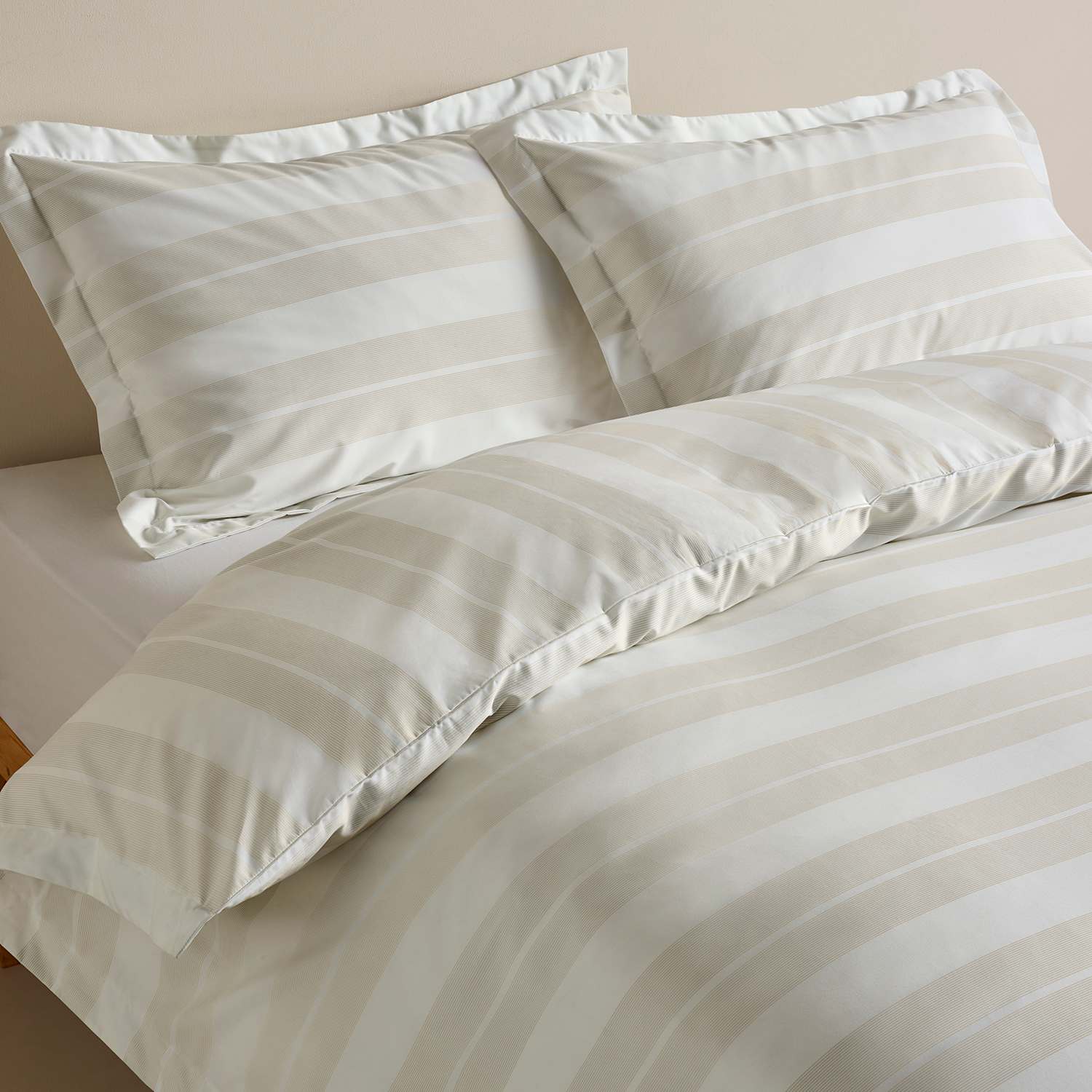 M&S Egyptian Cotton Wide Stripe Printed Bedding Set - Single (3 ft) - Linen