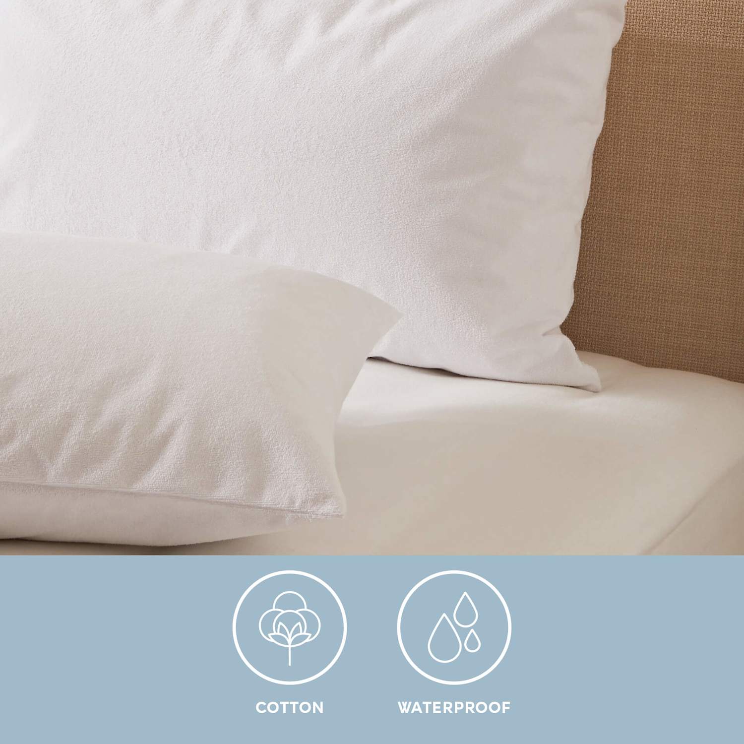 Sleep Solutions 2 Pack Terry Waterproof Pillow Protectors - White - Available at M&S
