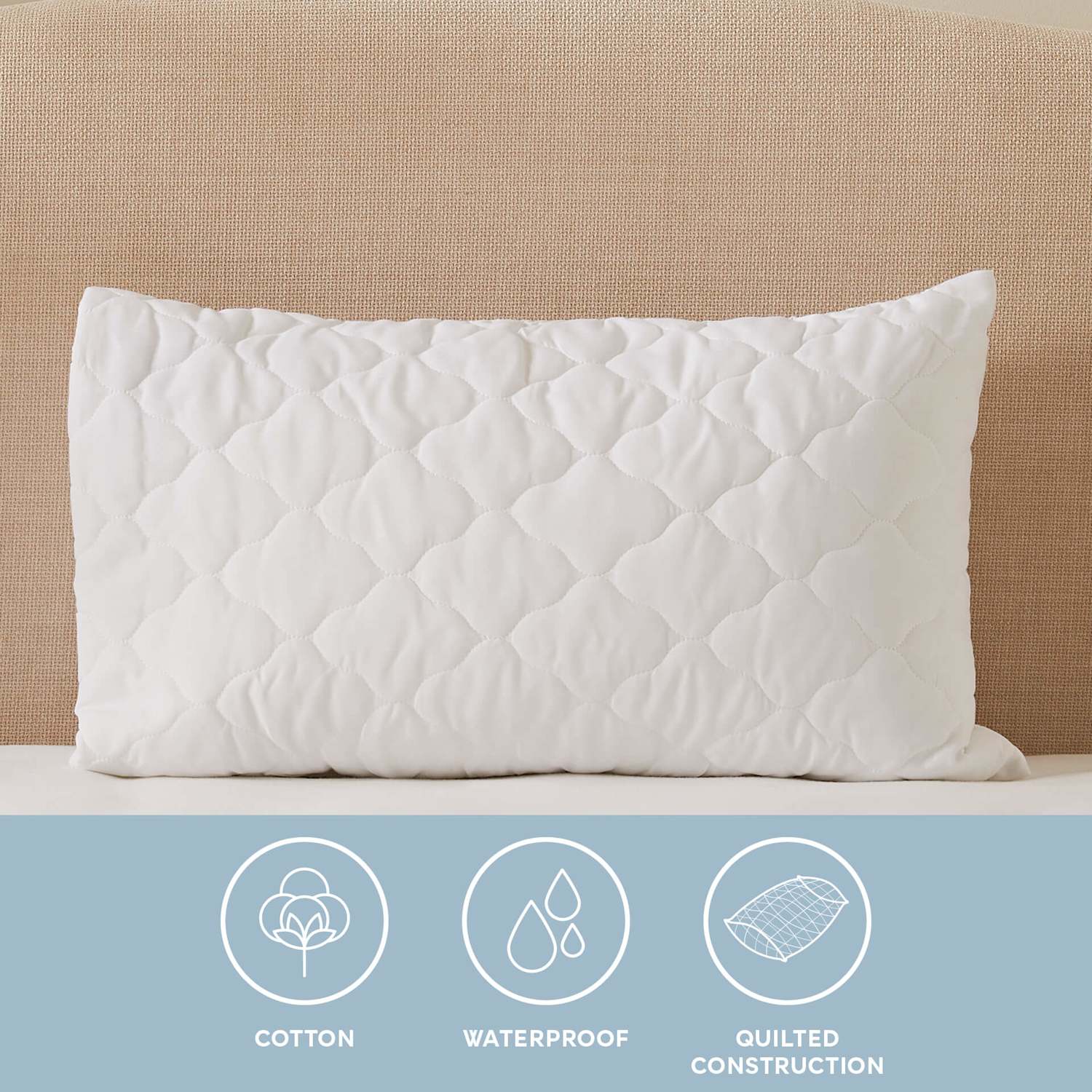 Sleep Solutions 2 Pack Quilted Waterproof Pillow Protectors - White - Available at M&S