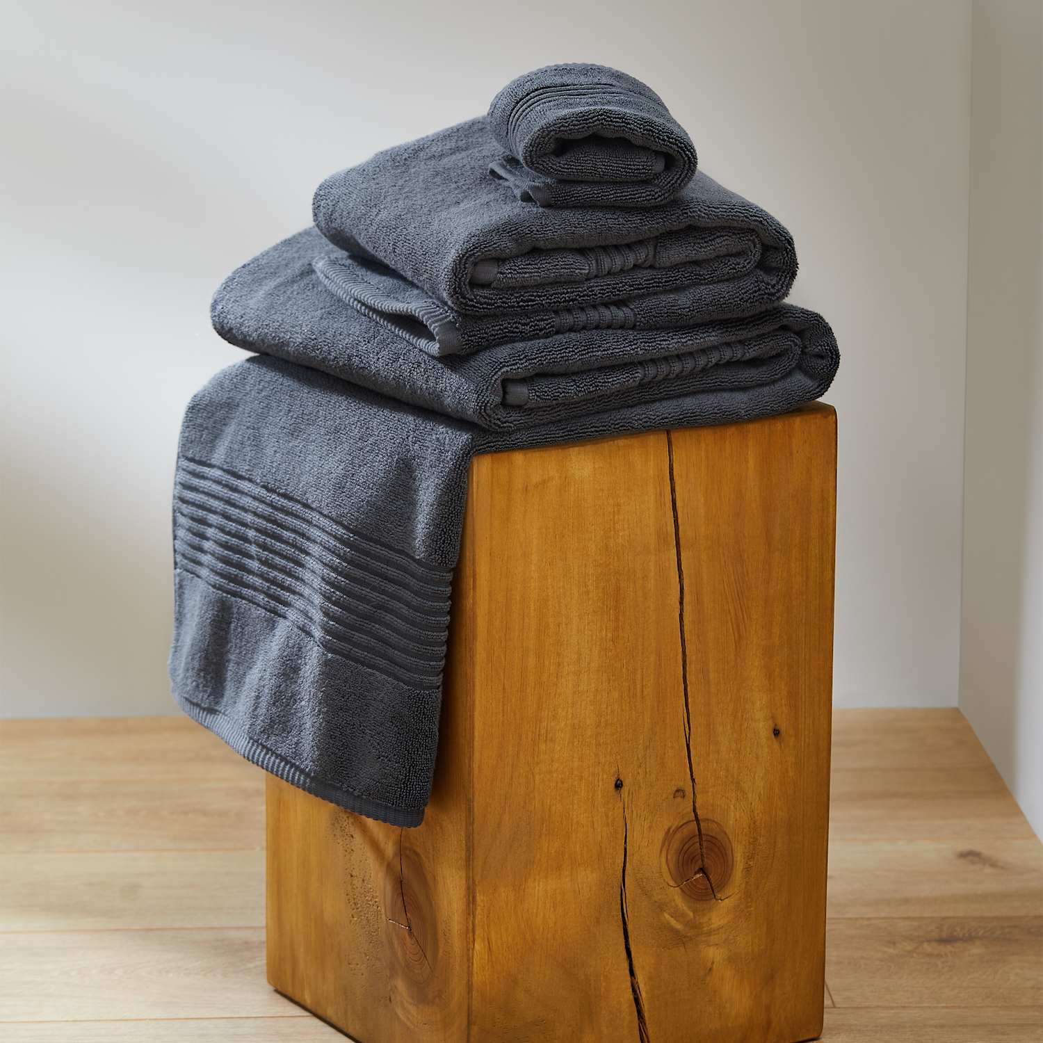 M&S Plush Egyptian Cotton Towel - 2 Pack Face Towels - Charcoal