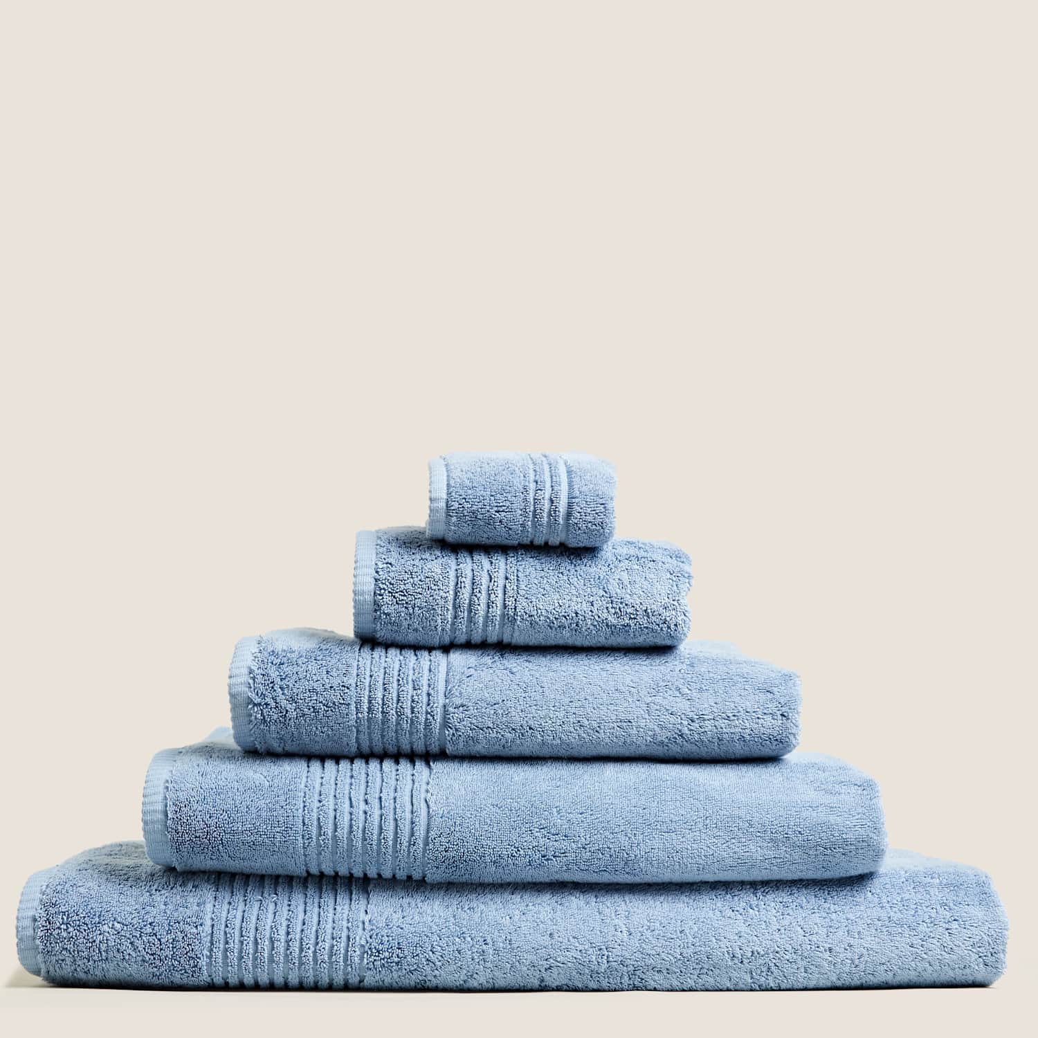 M&S Set of 2 Egyptian Cotton Towels - Hand Towel - Denim