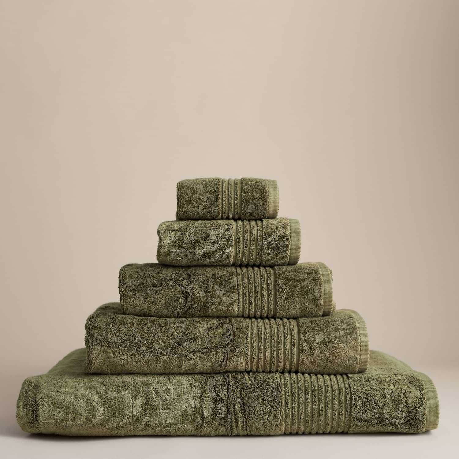 M&S Set of 2 Egyptian Cotton Towels - Hand Towel - Olive