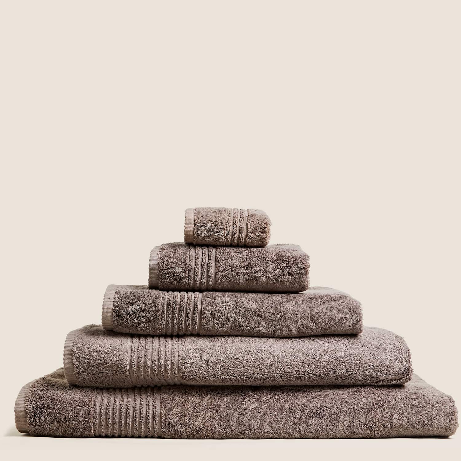 M&S Set of 2 Egyptian Cotton Towels - Guest Towel - Walnut
