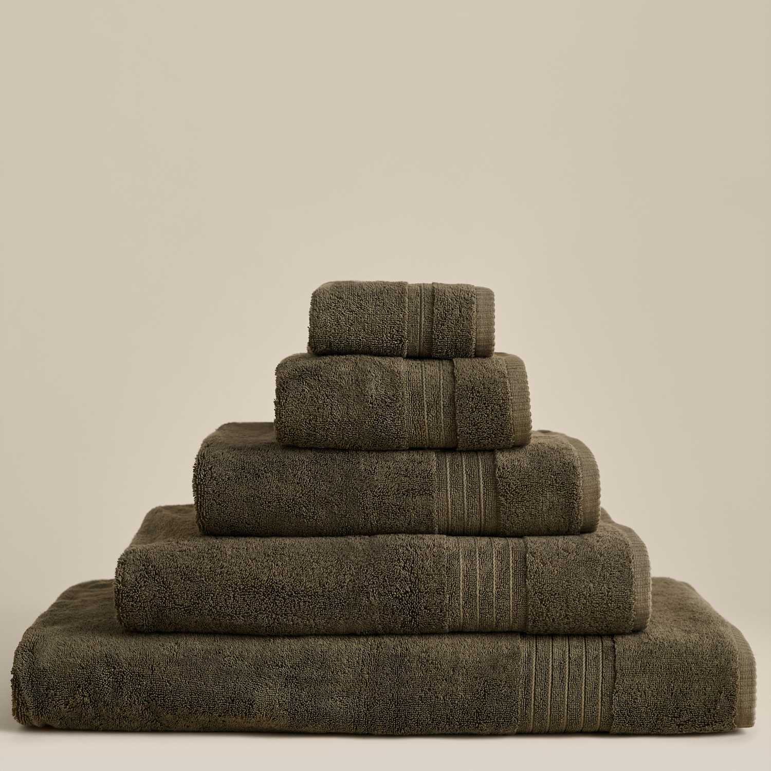 M&S Egyptian Cotton Towel - 2 Pack Face Towels - Khaki