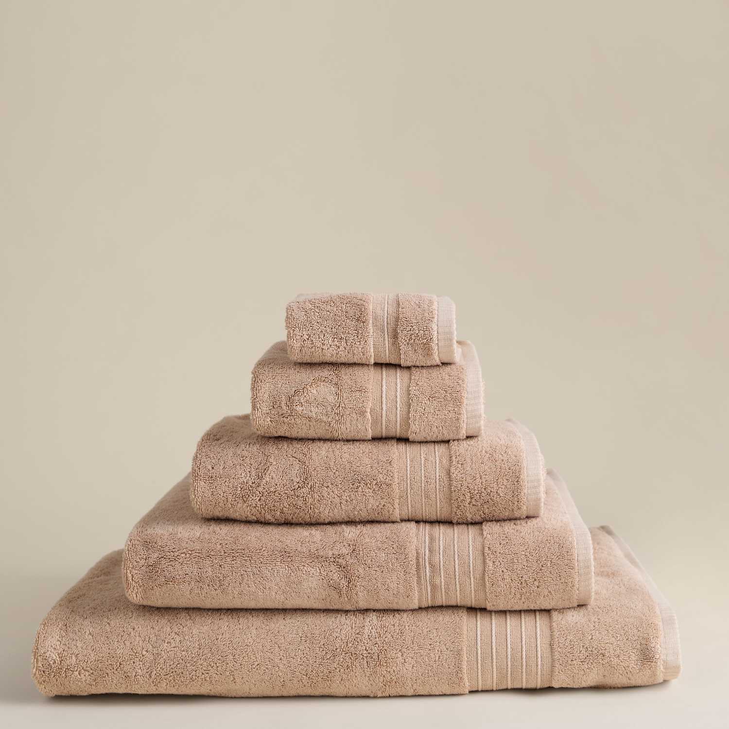 M&S Egyptian Cotton Towel - 2 Pack Face Towels - Biscuit