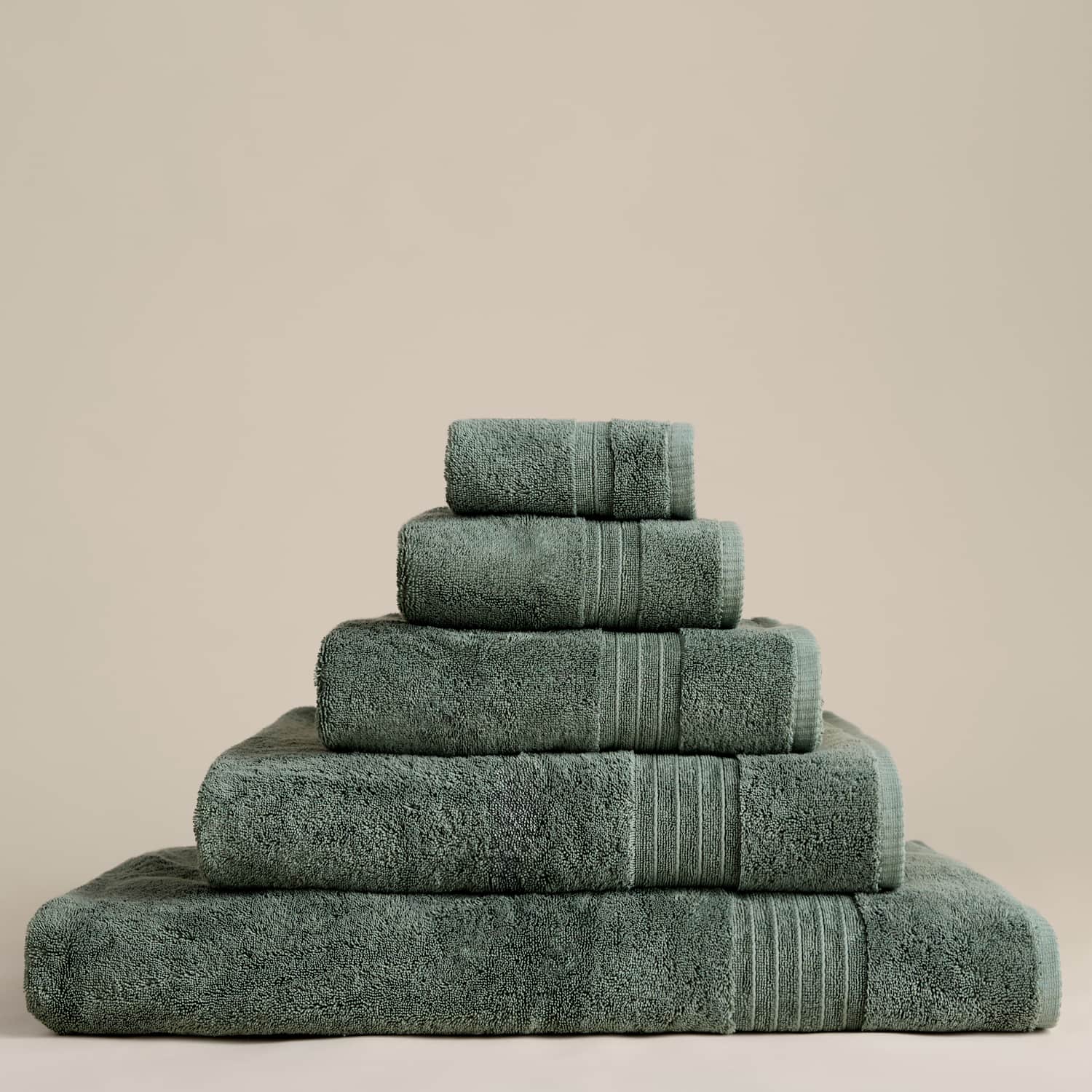M&S Egyptian Cotton Towel - 2 Pack Face Towels - Smokey Green
