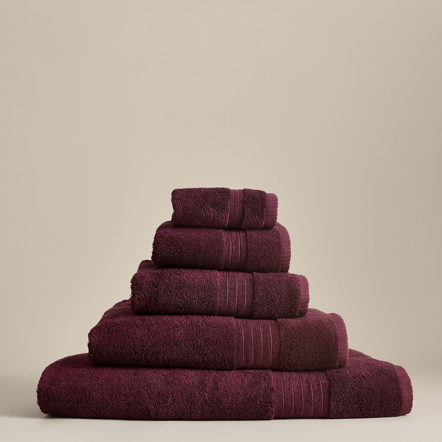 M&S Egyptian Cotton Towel - 2 Pack Face Towels - Burgundy