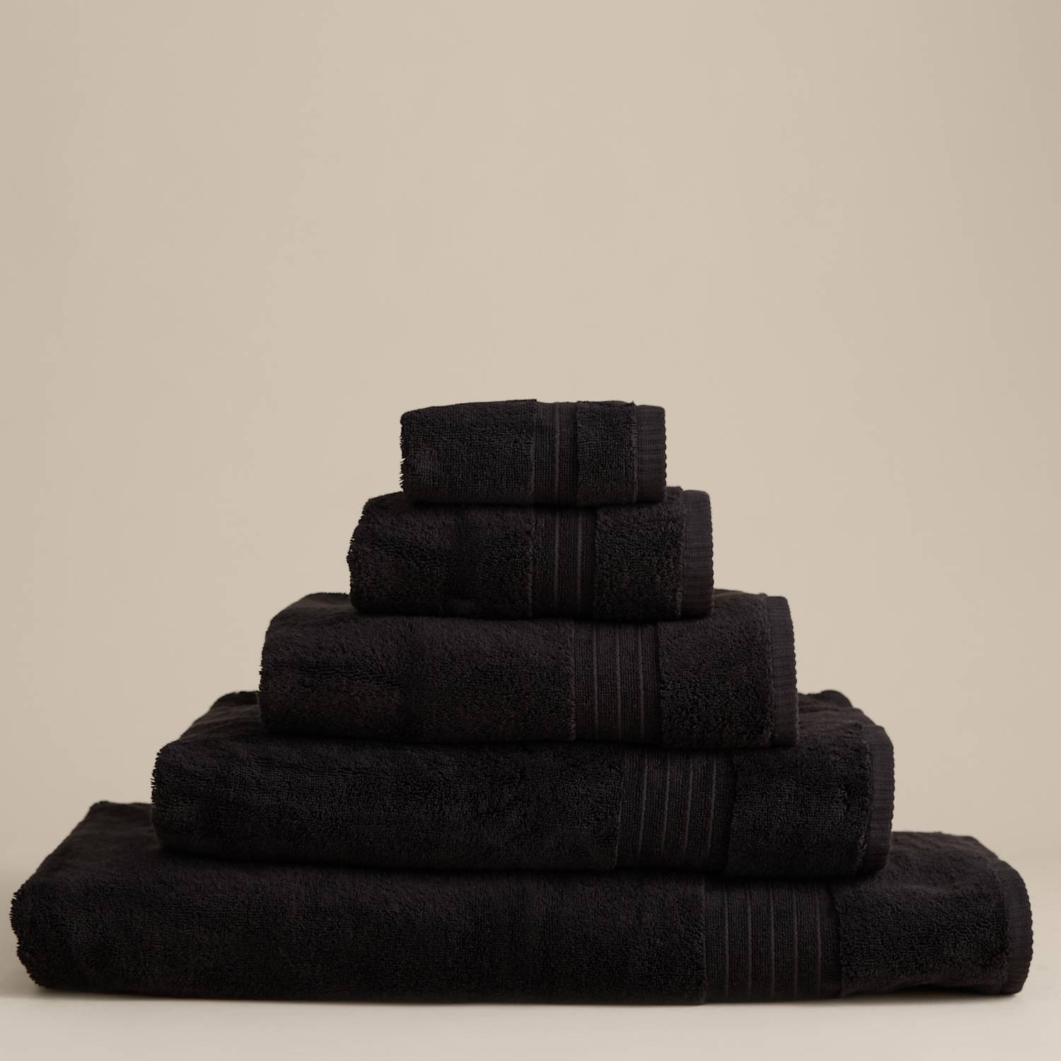 M&S Egyptian Cotton Towel - 2 Pack Face Towels - Black