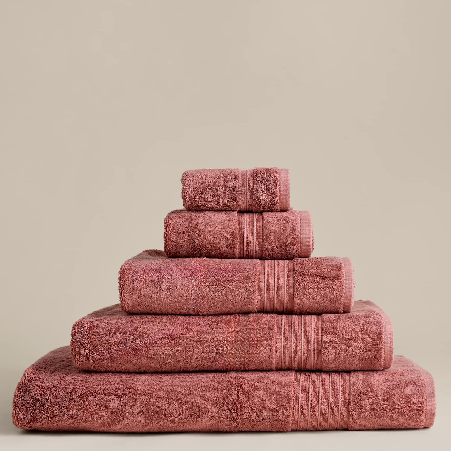 M&S Egyptian Cotton Towel - 2 Pack Face Towels - Clay