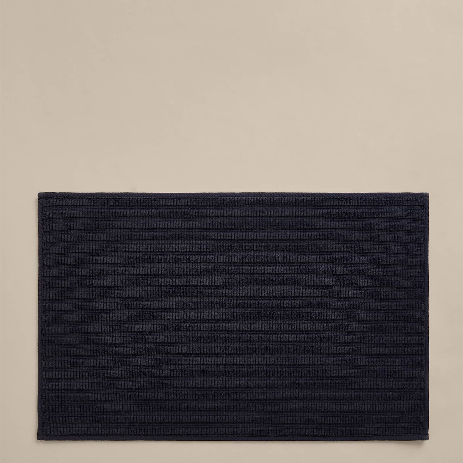 M&S Pure Cotton Ribbed Woven Bath Mat - Navy