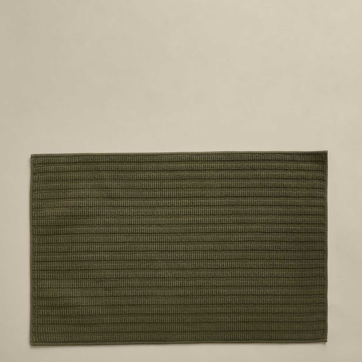 M&S Pure Cotton Ribbed Woven Bath Mat - Khaki