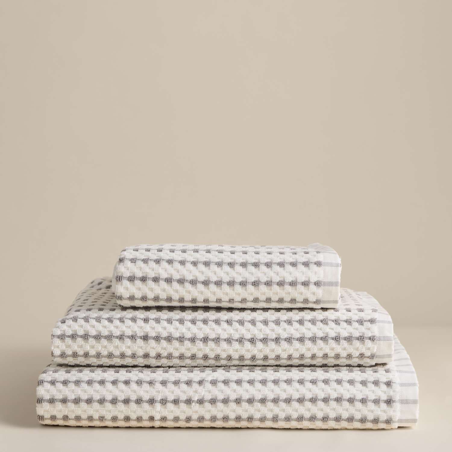M&S Pure Cotton Spotty Striped Towel - Bath Towel - Marble