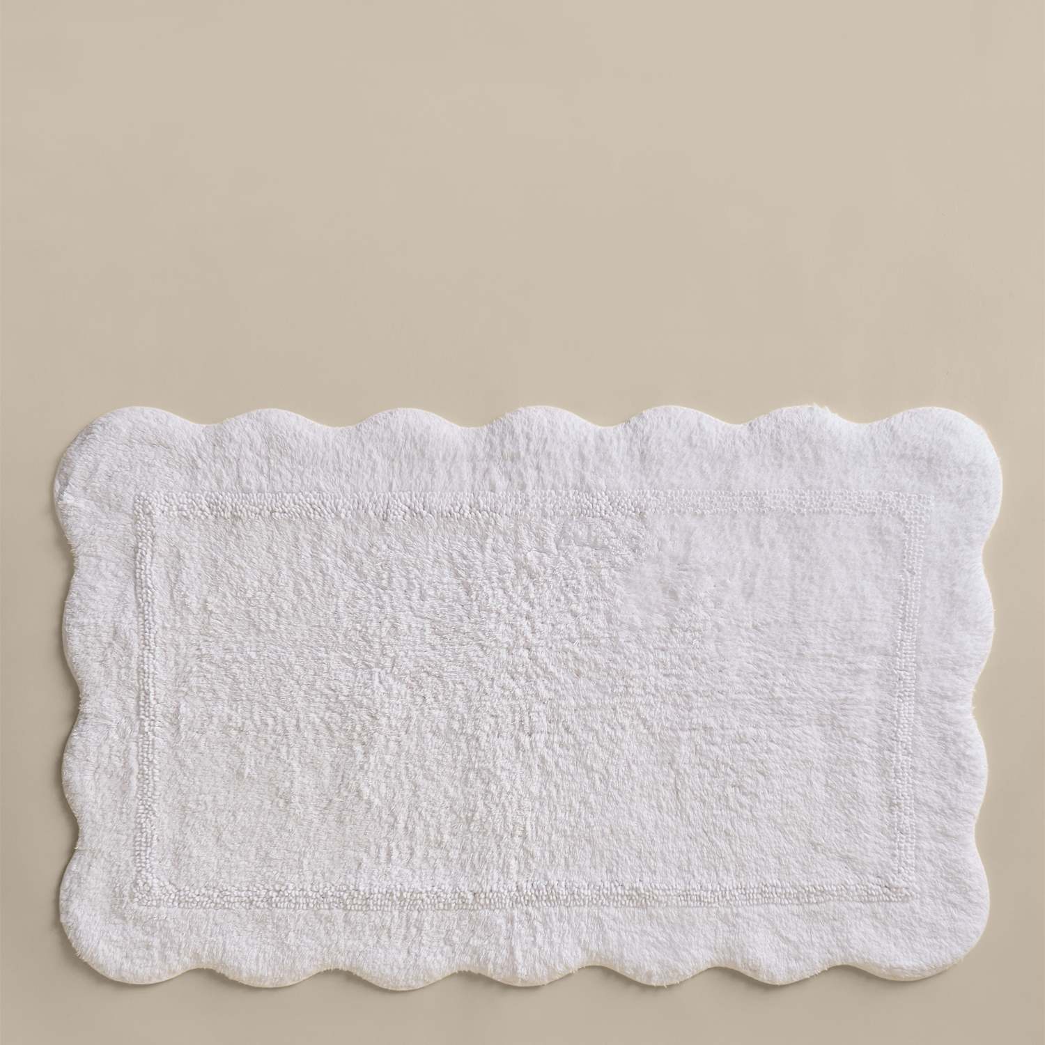 M&S Pure Cotton Scalloped Bath Mat - White