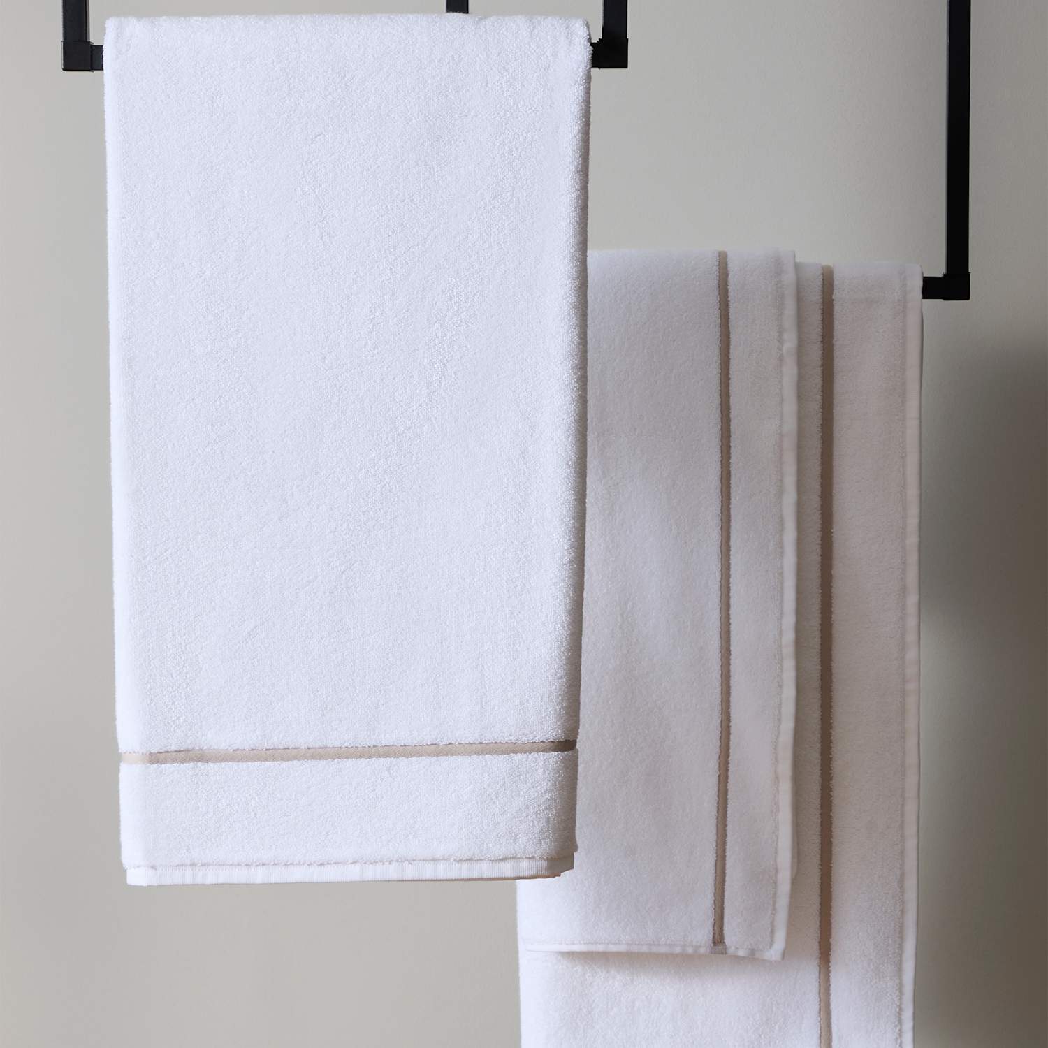 M&S X Kelly Hoppen Beretta Stitch Towel - Bath Sheet - Taupe Mix