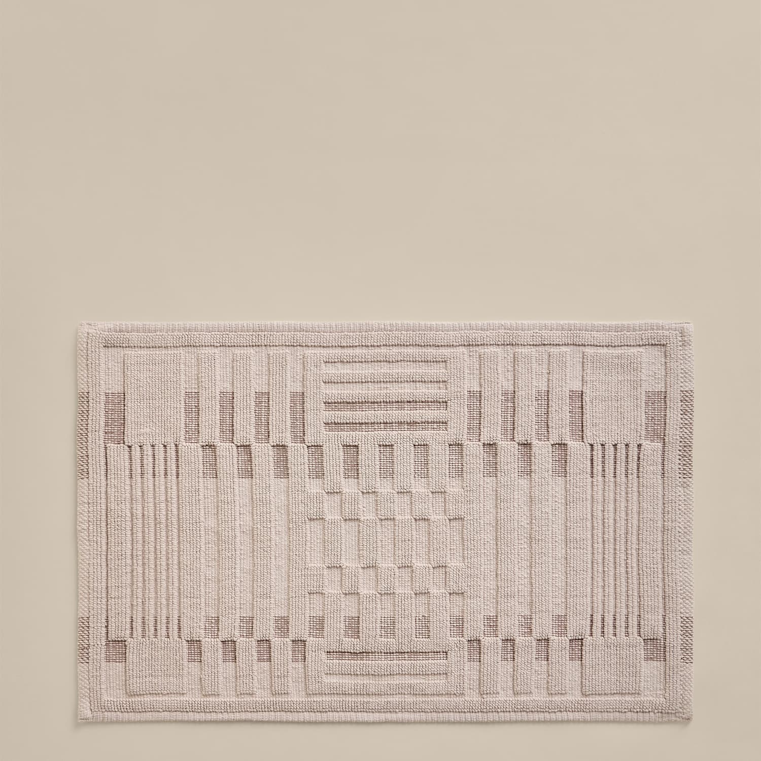 M&S Pure Cotton Geometric Stay New Bath Mat - Natural