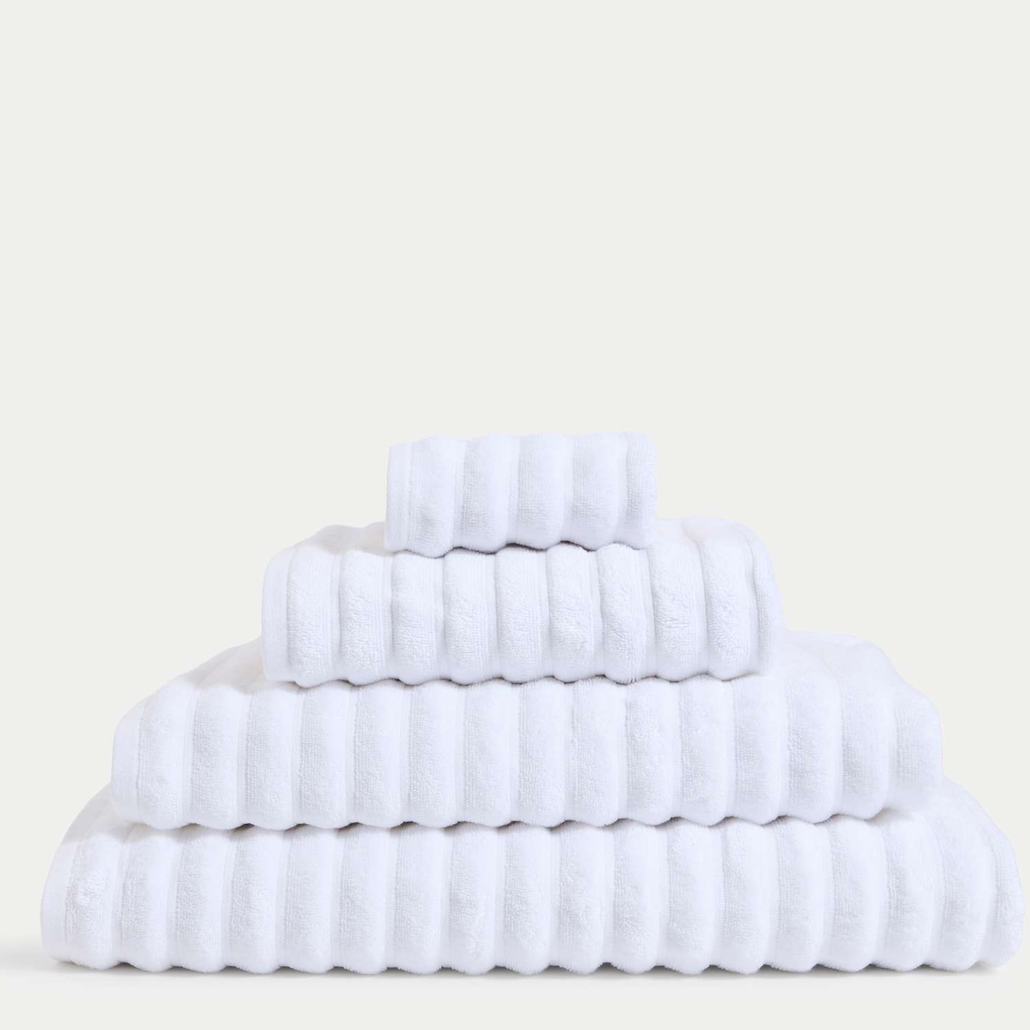 M&S Pure Cotton Super Plush Ribbed Bath Towel - Bath Sheet - White