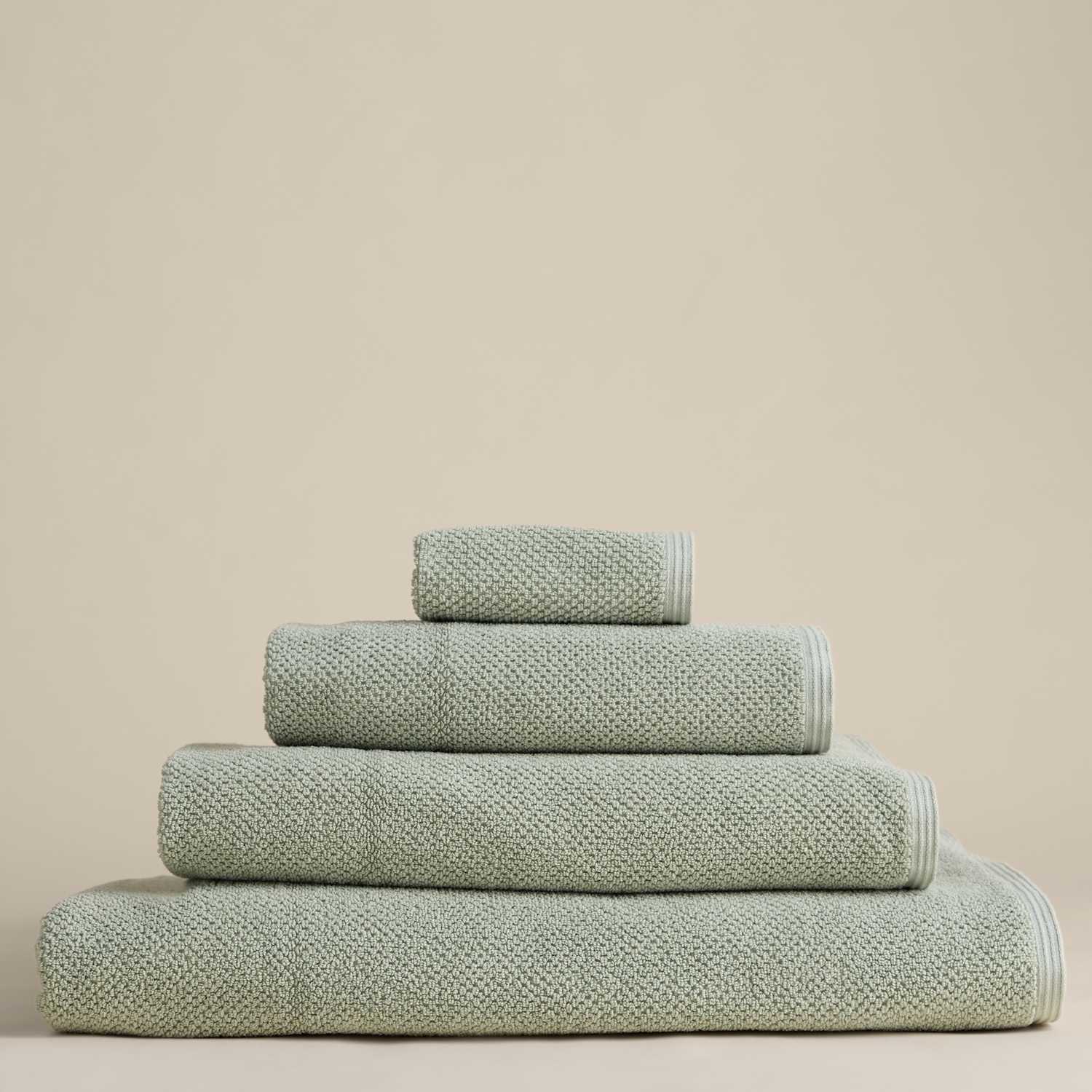 M&S Pure Cotton Rice Weave Bath Towel - Bath Sheet - Sage