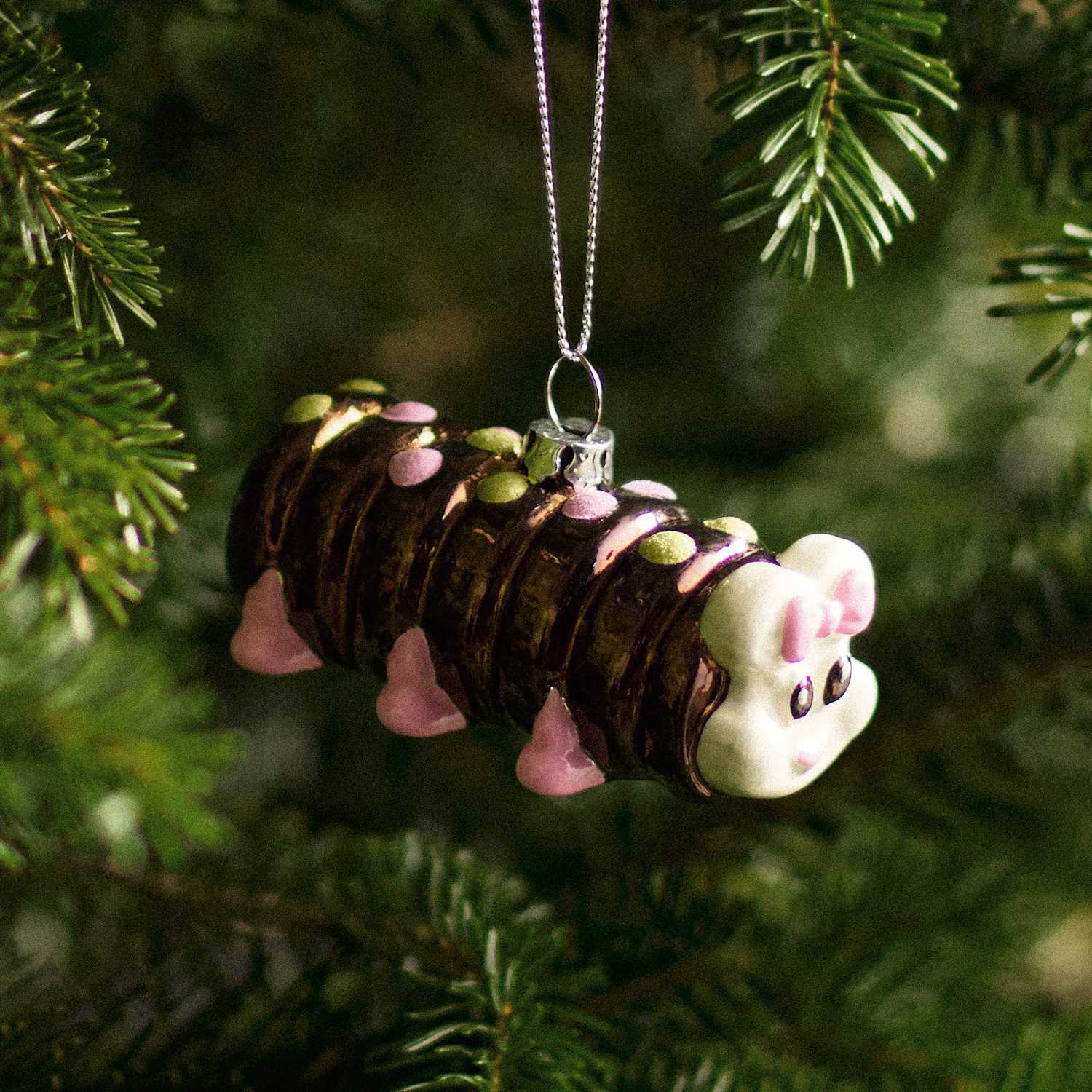 M&S Glass Connie the Caterpillar Tree Decoration - Brown Mix