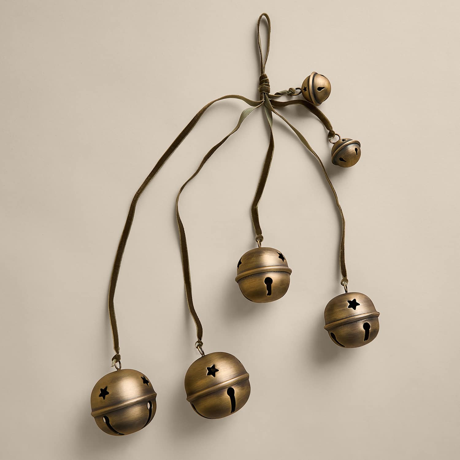 M&S Brass Hanging Cascading Bells Decoration - Antique Brass